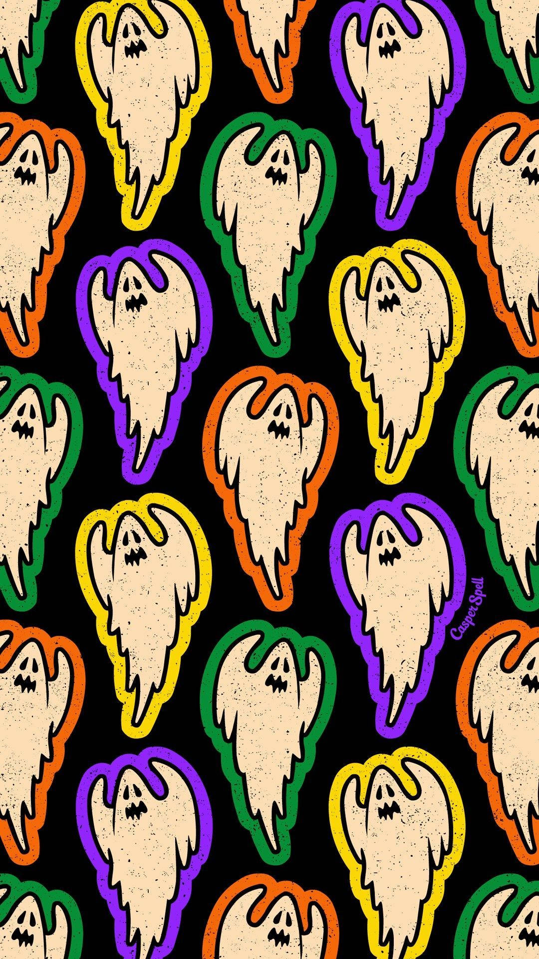 Colorful Ghost Aesthetic Pattern