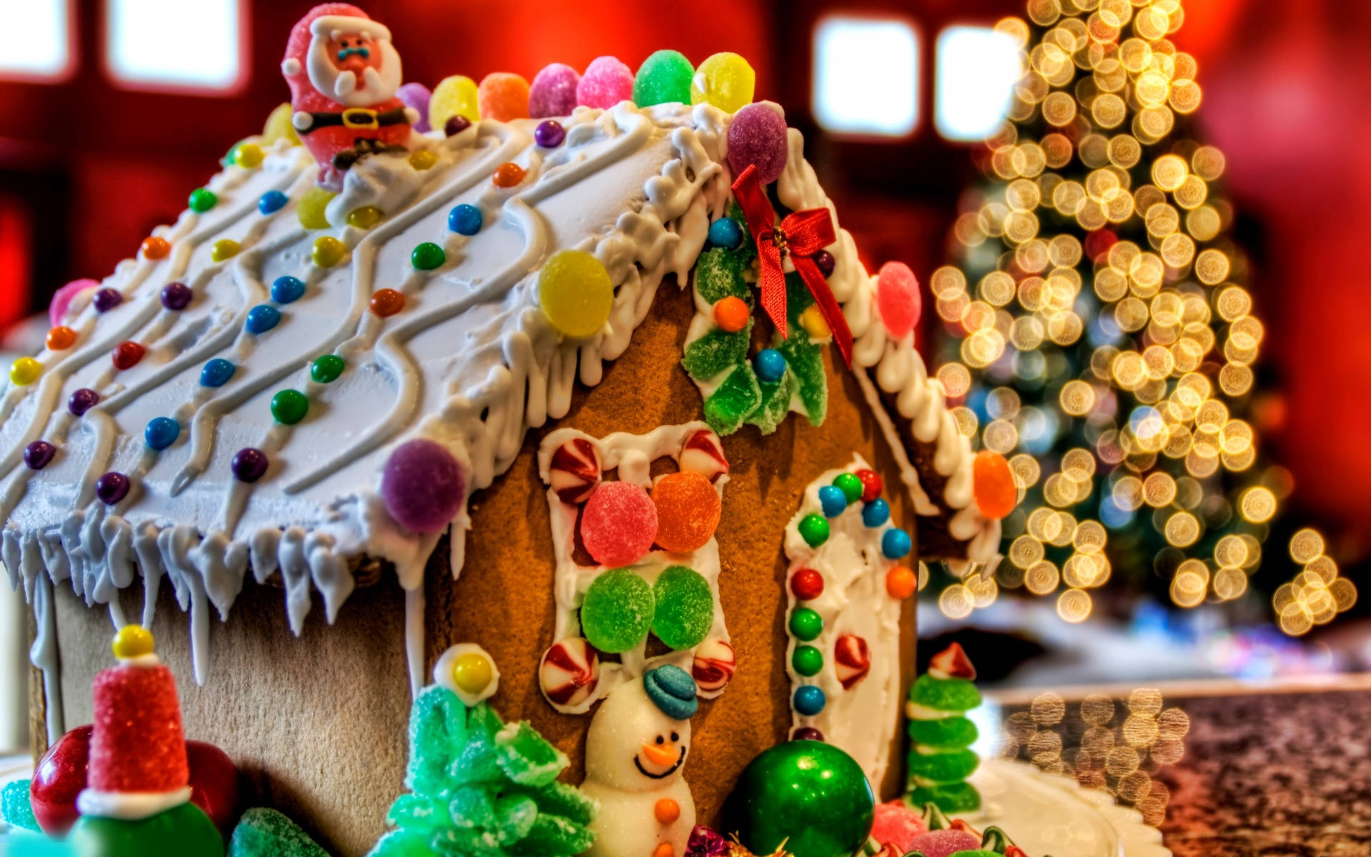 Colorful Gingerbread House Background