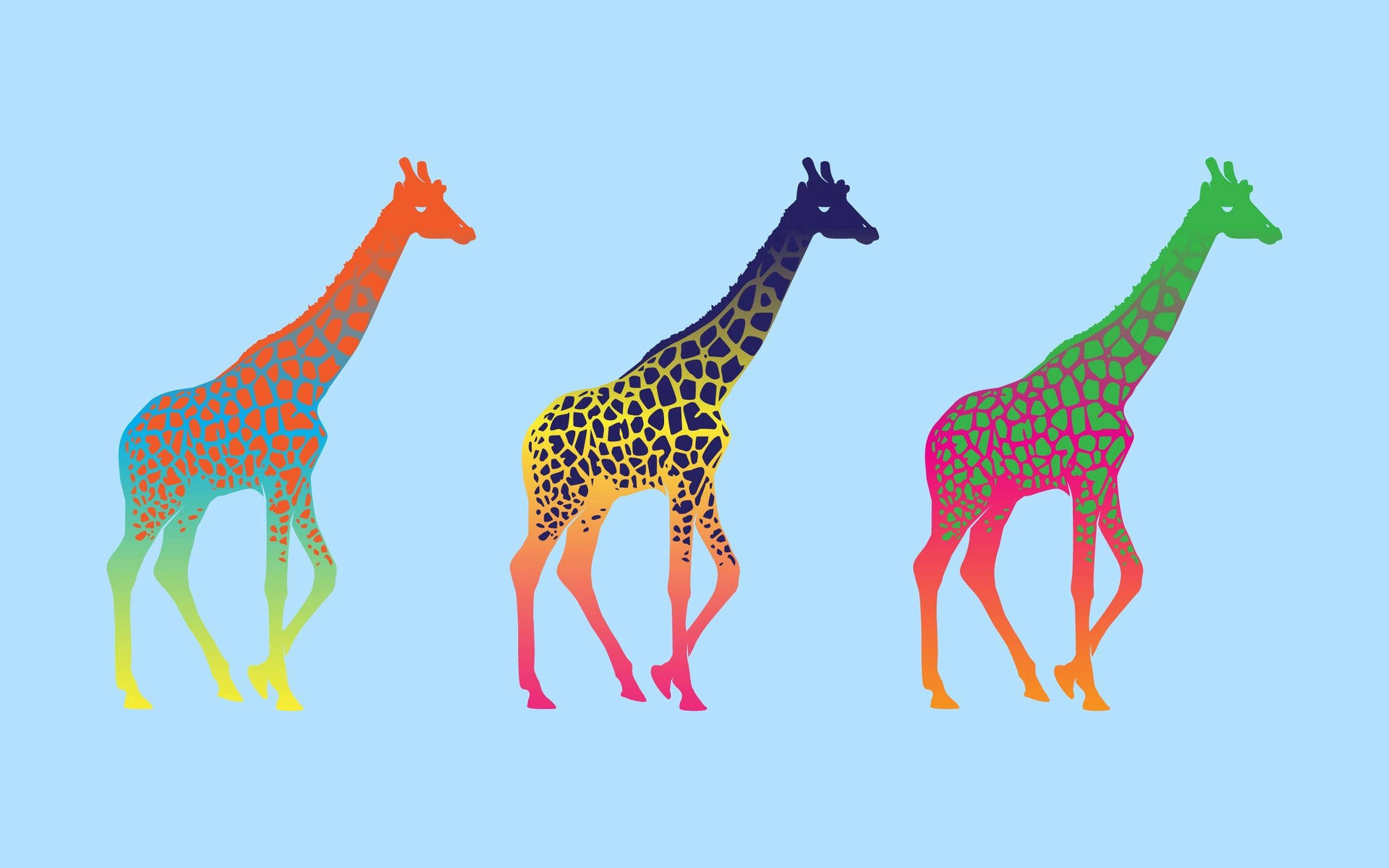 Colorful Giraffes Cartoons Background