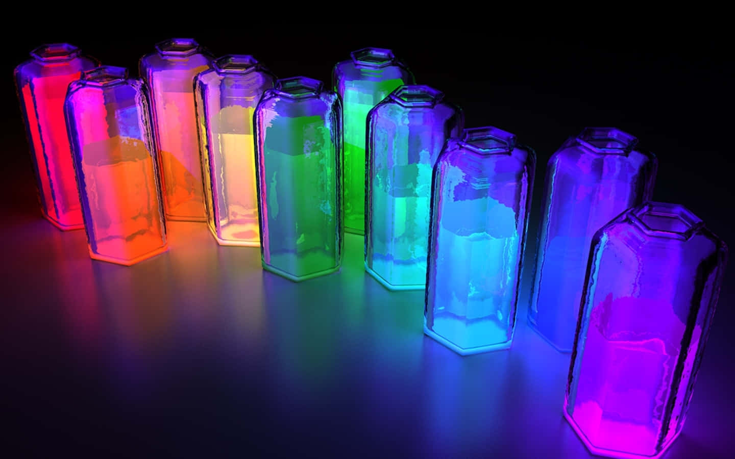 Colorful_ Glowing_ Bottles Background