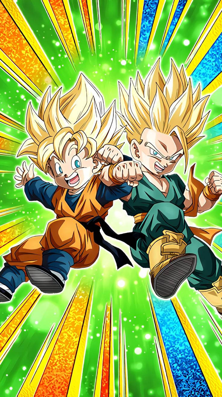 Colorful Goten And Trunks Art Background