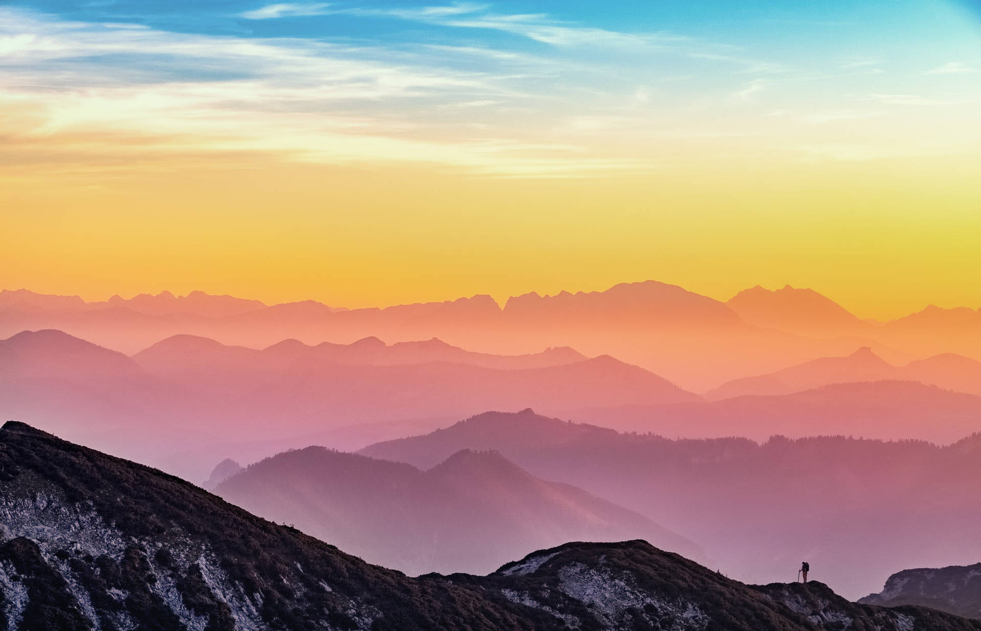 Colorful Gradient Sky Mountains Mac 4k Background