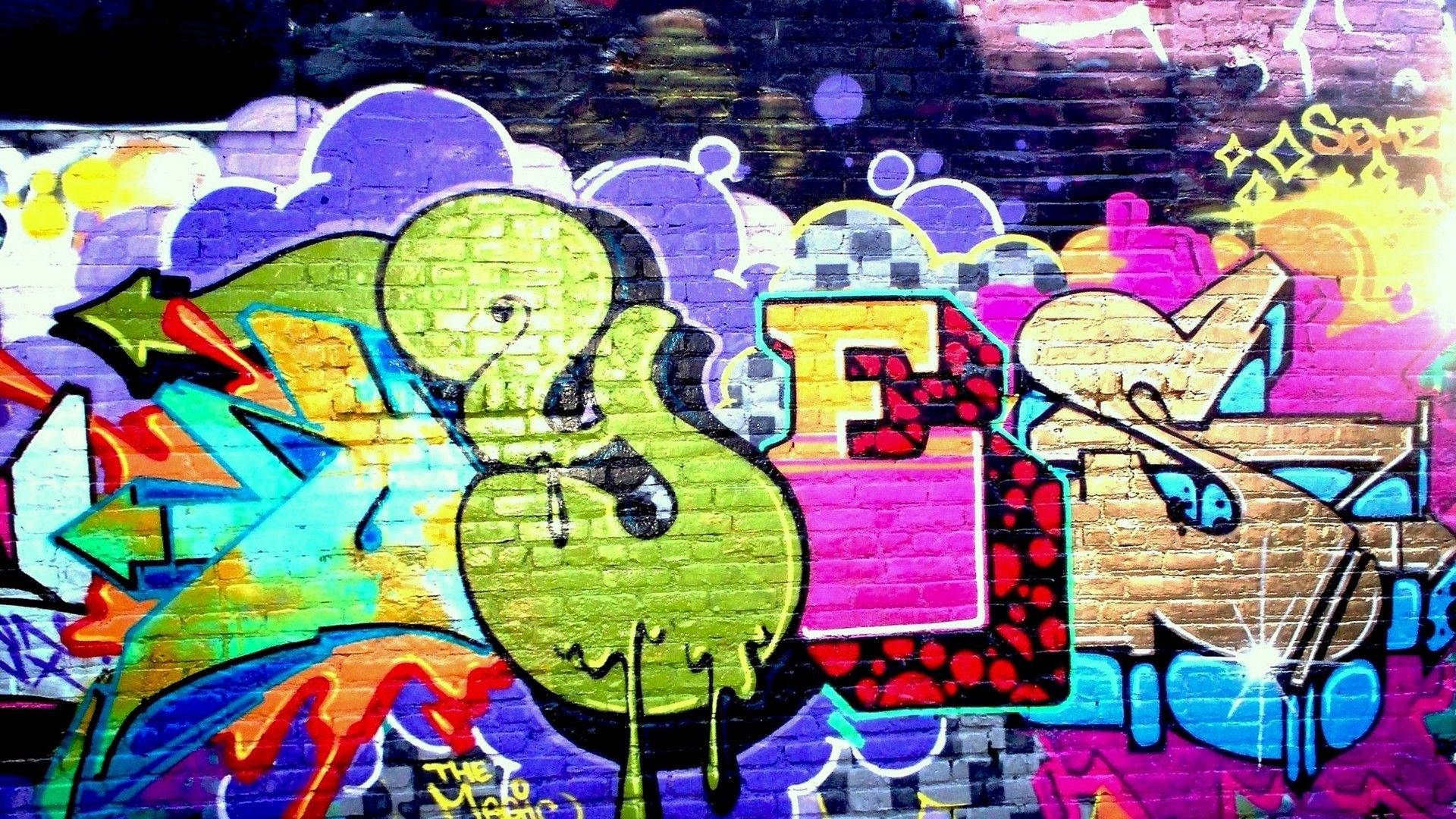 Colorful Graffiti Wall Urban Art Background