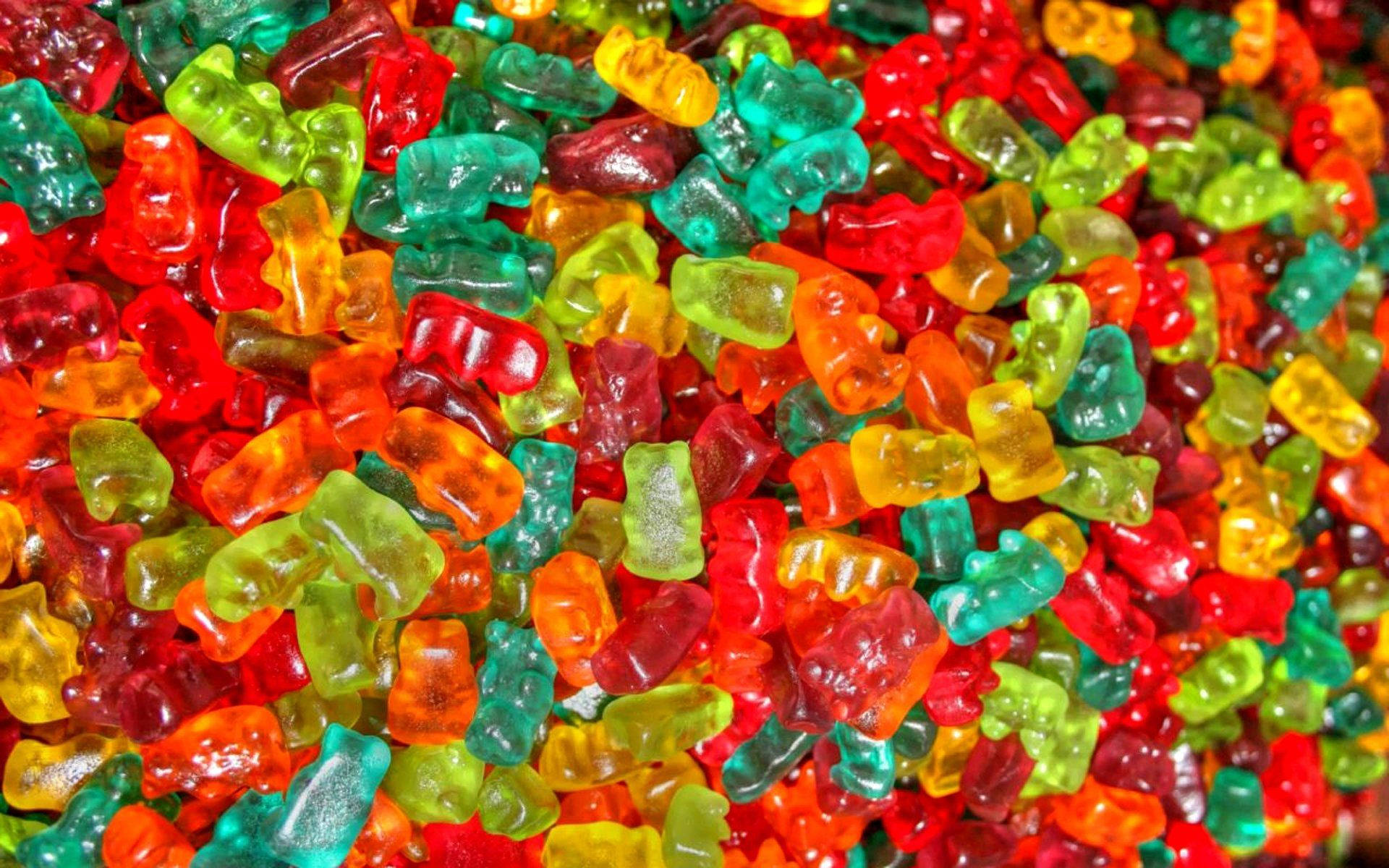 Colorful Gummy Bear Candies Background