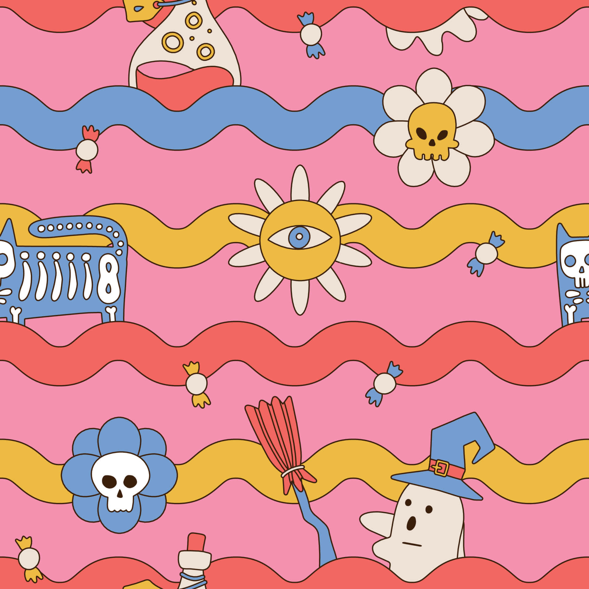 Colorful Halloween Pattern Background