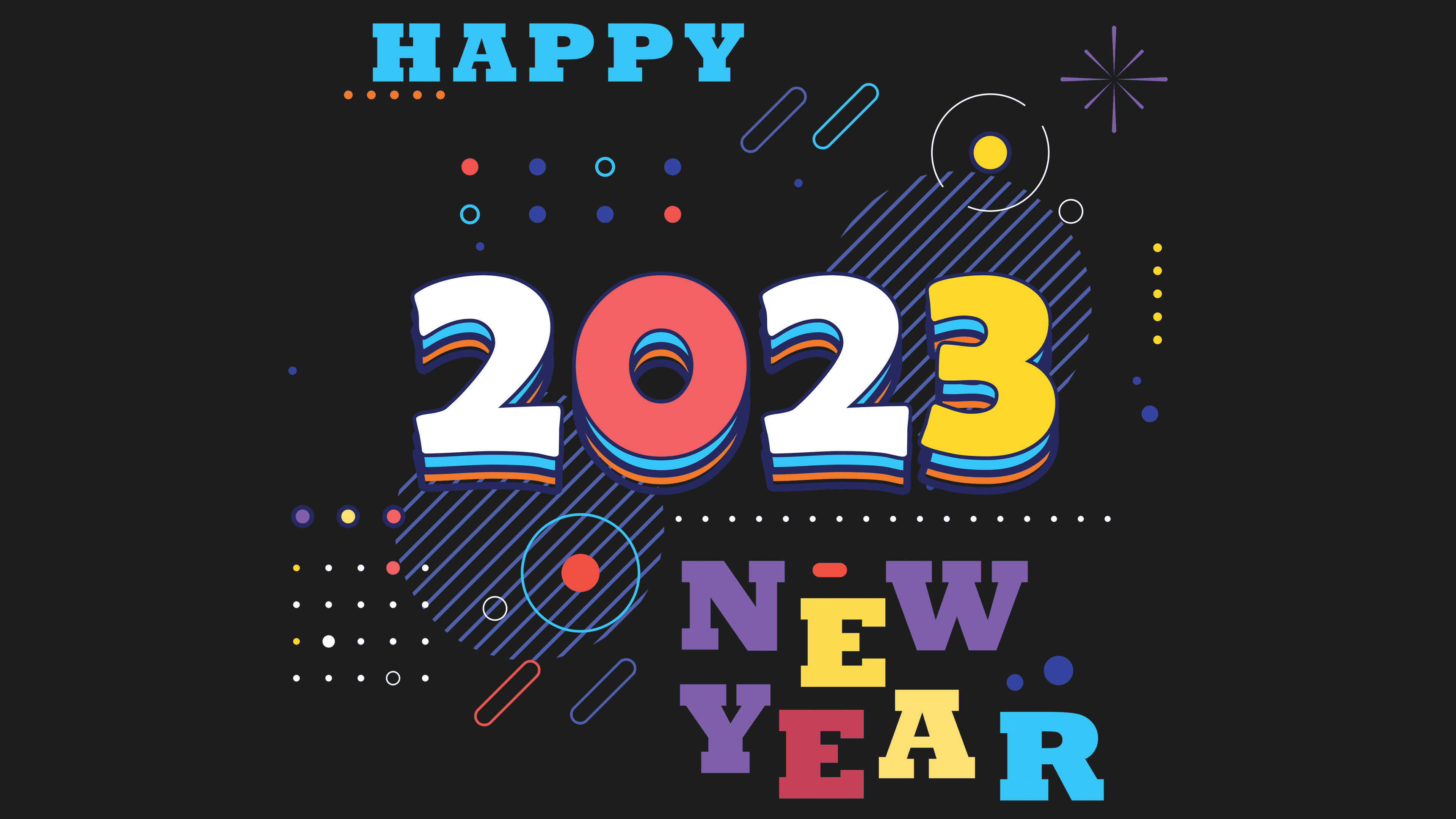 Colorful Happy New Year 2023 Graphics Greeting Background