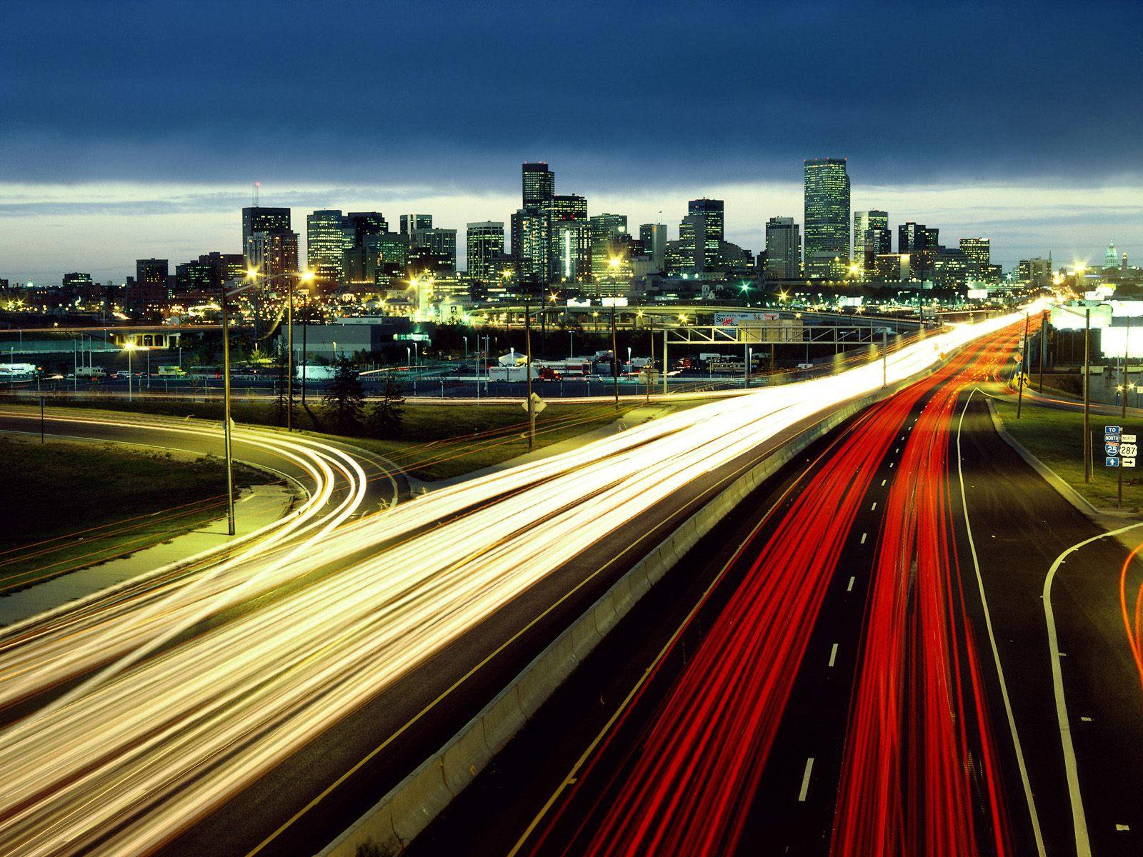 Colorful Highways In Denver Background