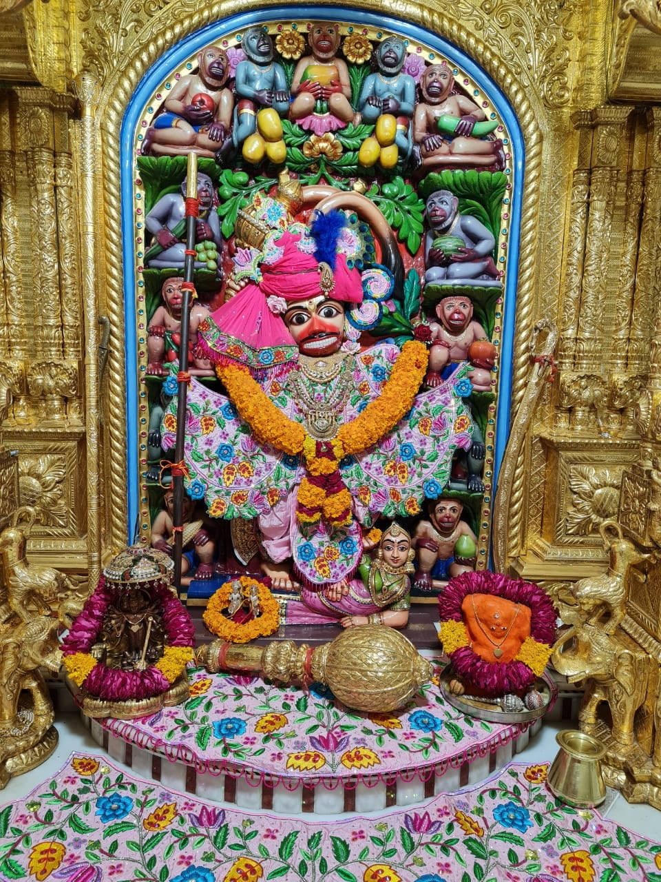 Colorful Hindu God Hanuman Shrine Background