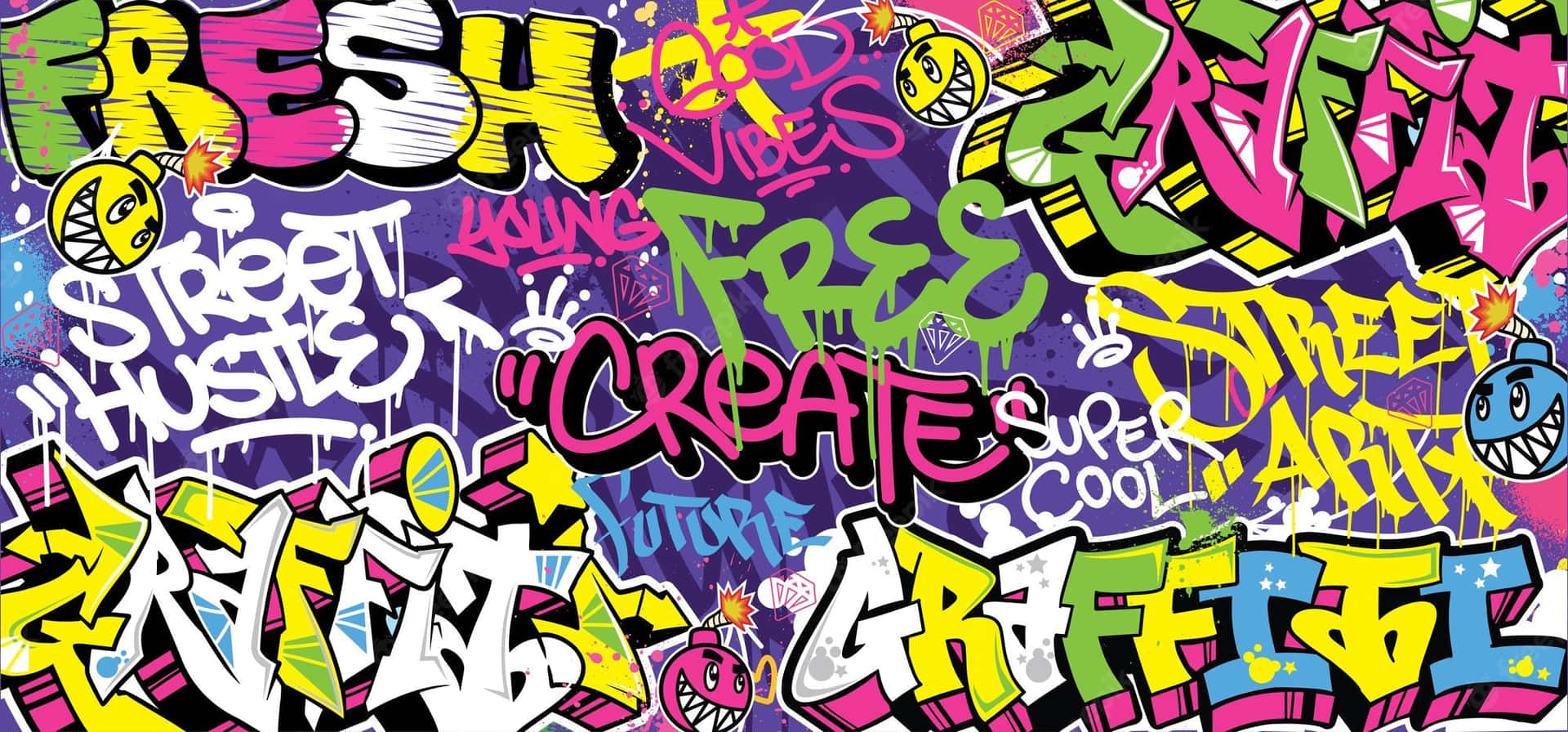 Colorful Hip Hop Graffiti Displays Street Art Background