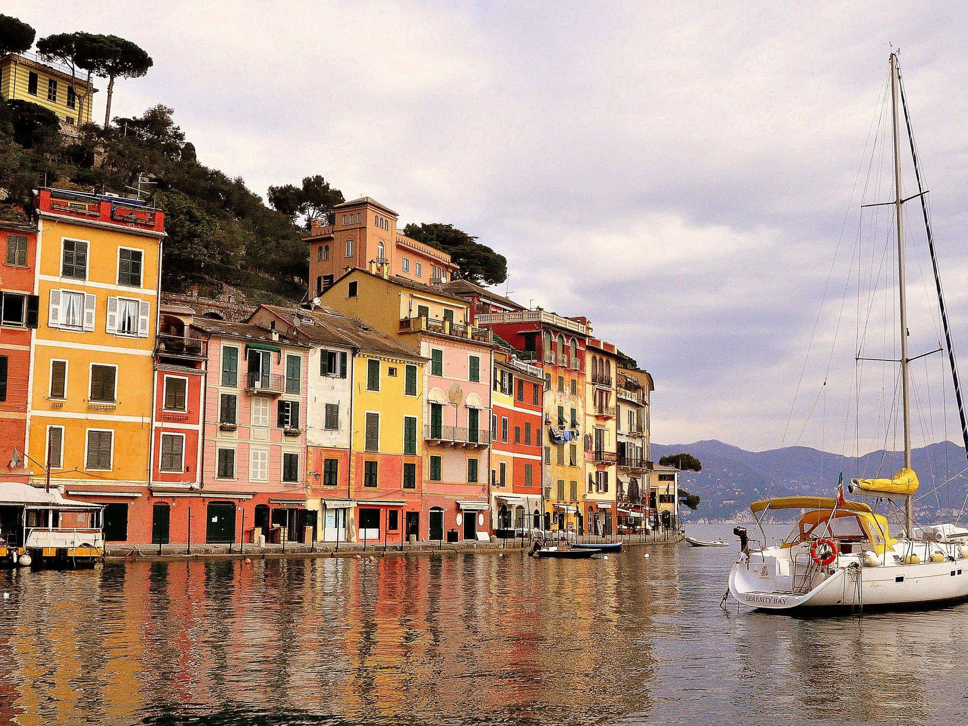 Colorful Houses In Portofino Italy Background