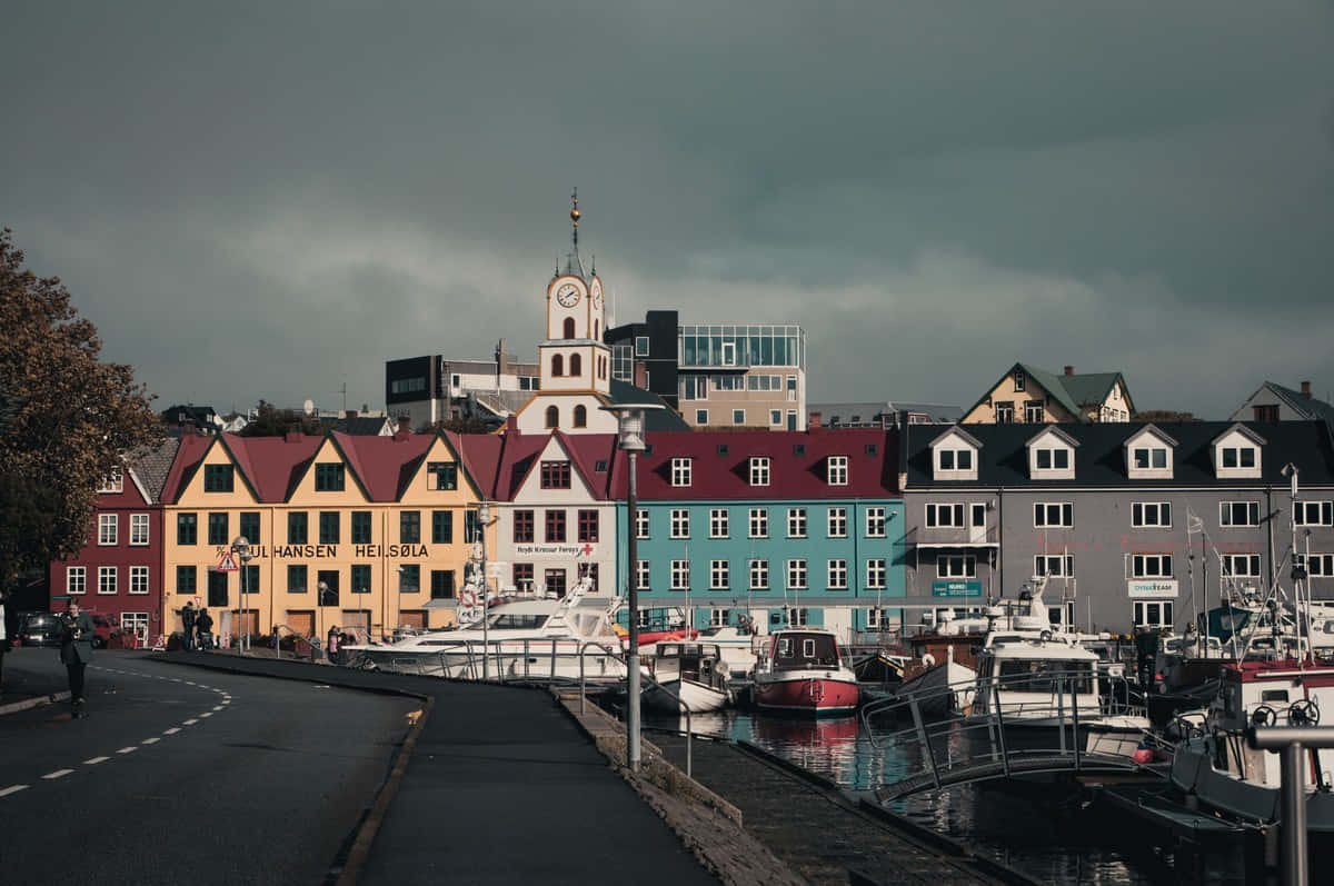 Colorful Houses In Thorshavn Background