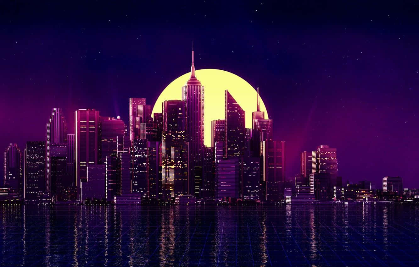 Colorful Illustration Of A Dark Retro Scene