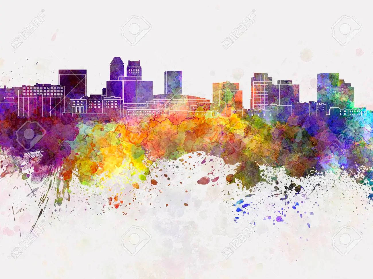 Colorful Illustration Of Newark New Jersey Background