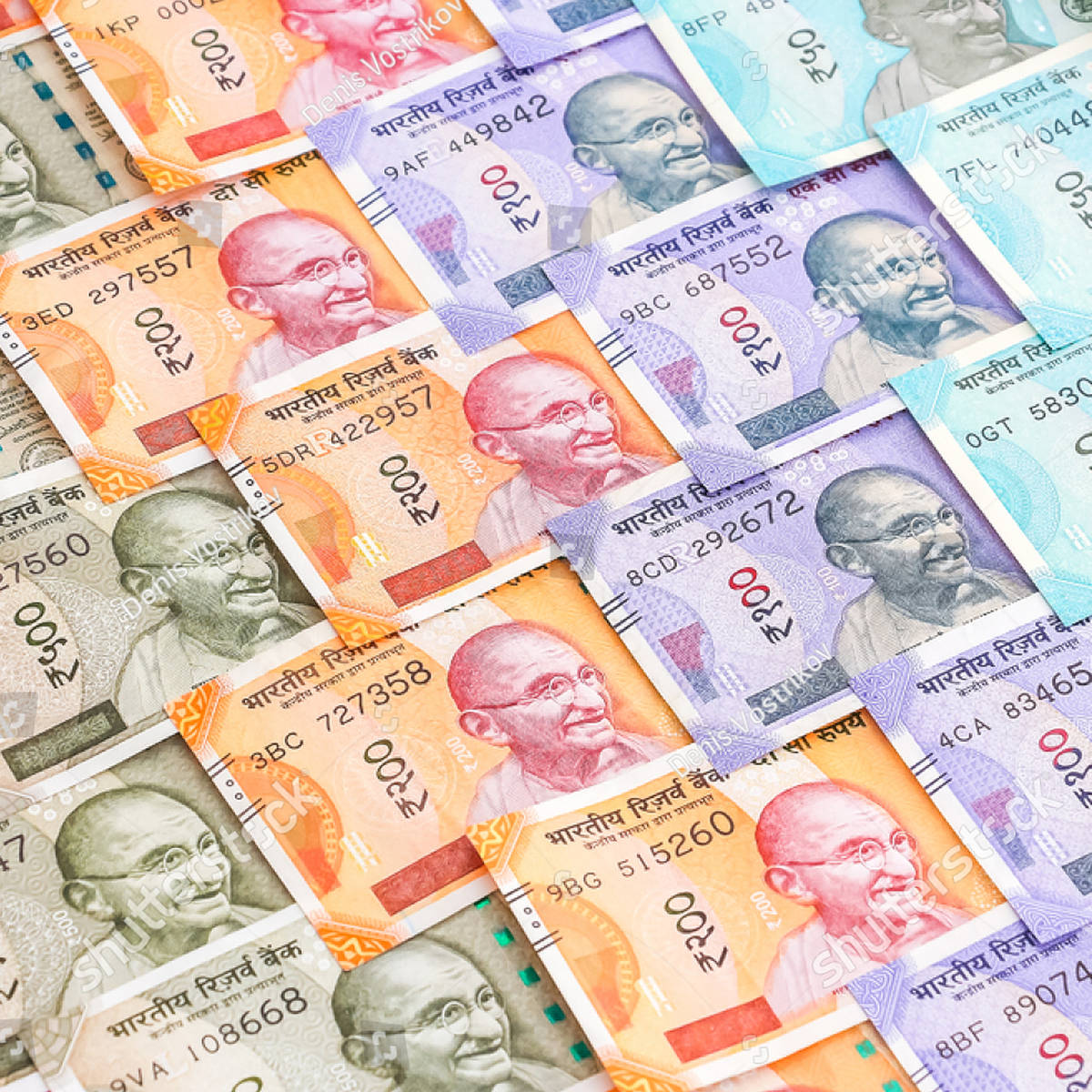 Colorful Indian Currency Bills Background