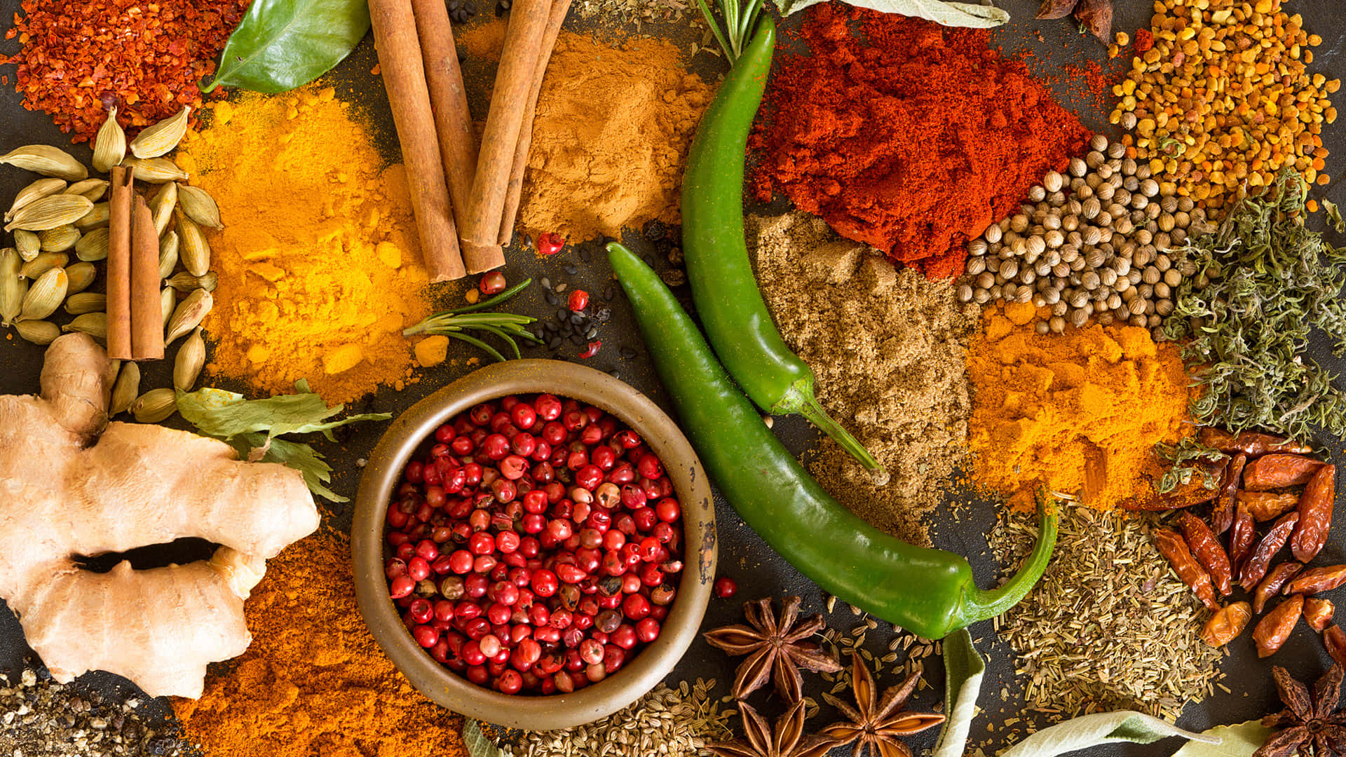 Colorful Indian Food Mixed Spices Background