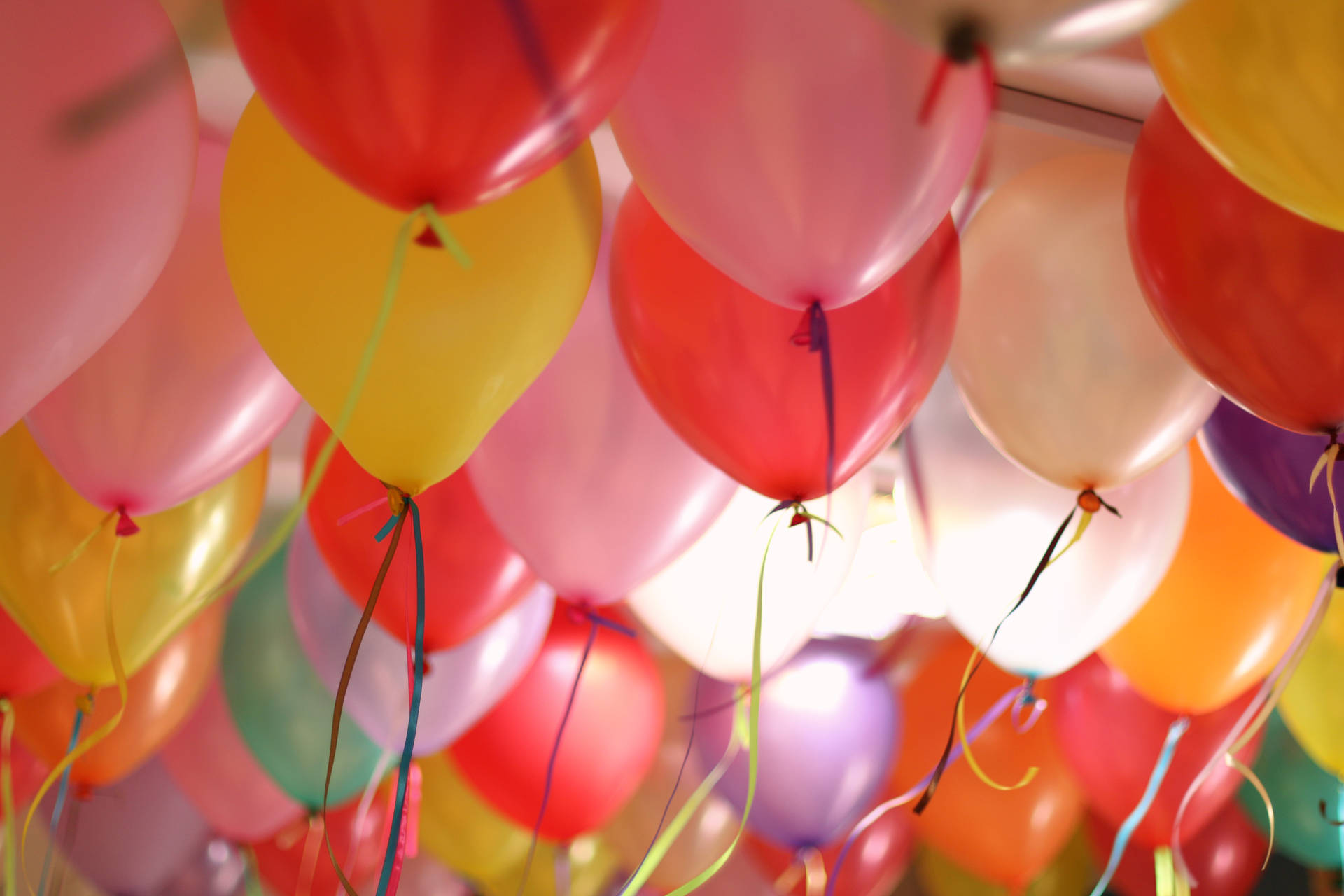 Colorful Indoor Balloons Decoration Background