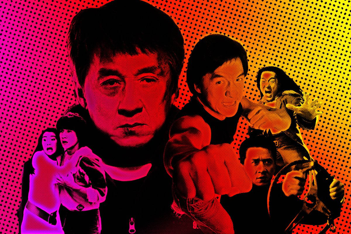 Colorful Jackie Chan Collage Background