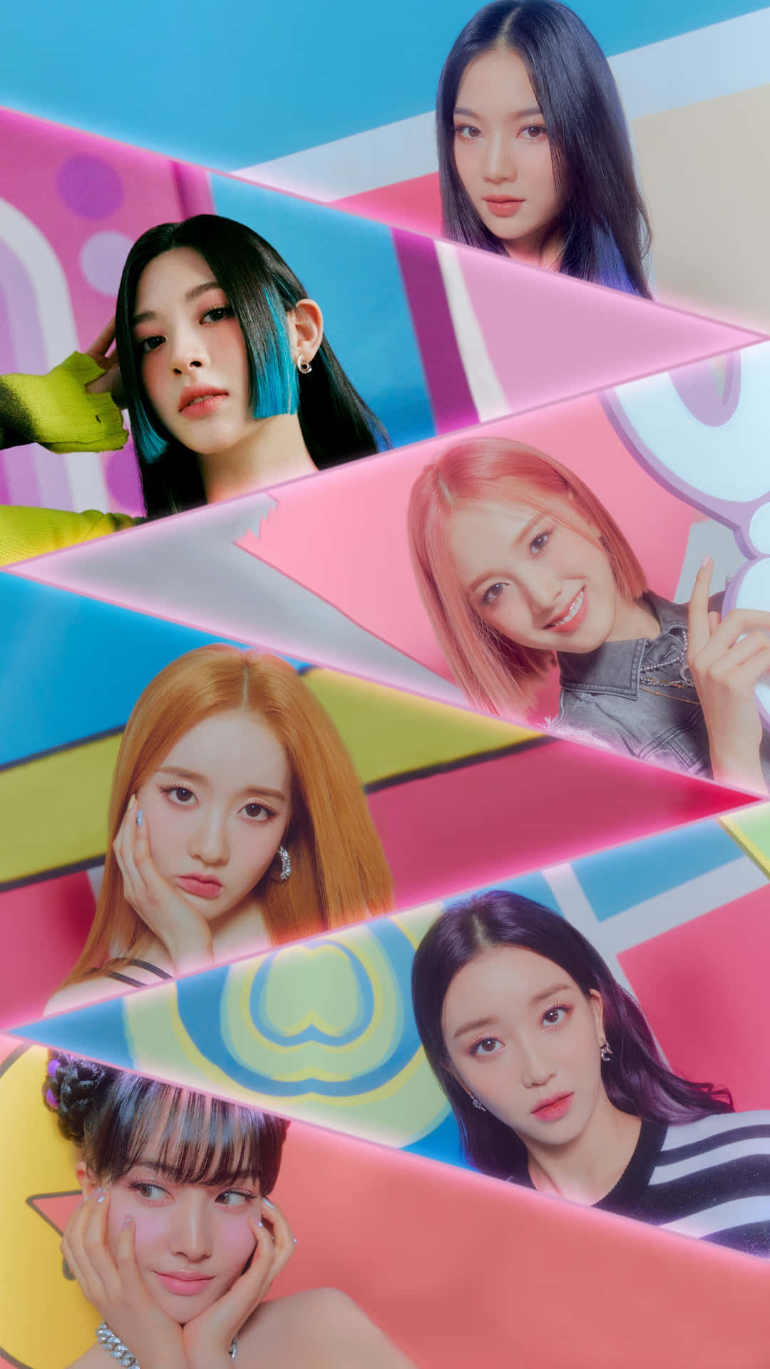 Colorful K Pop Girl Group Collage Background