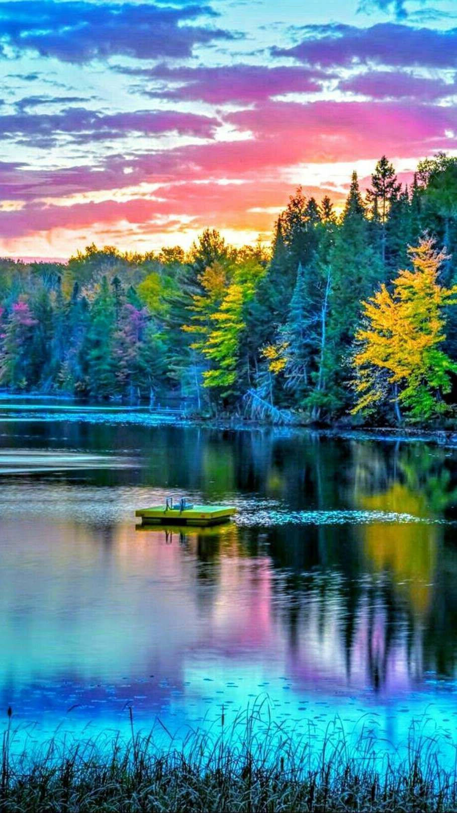 Colorful Lake Scenery Background