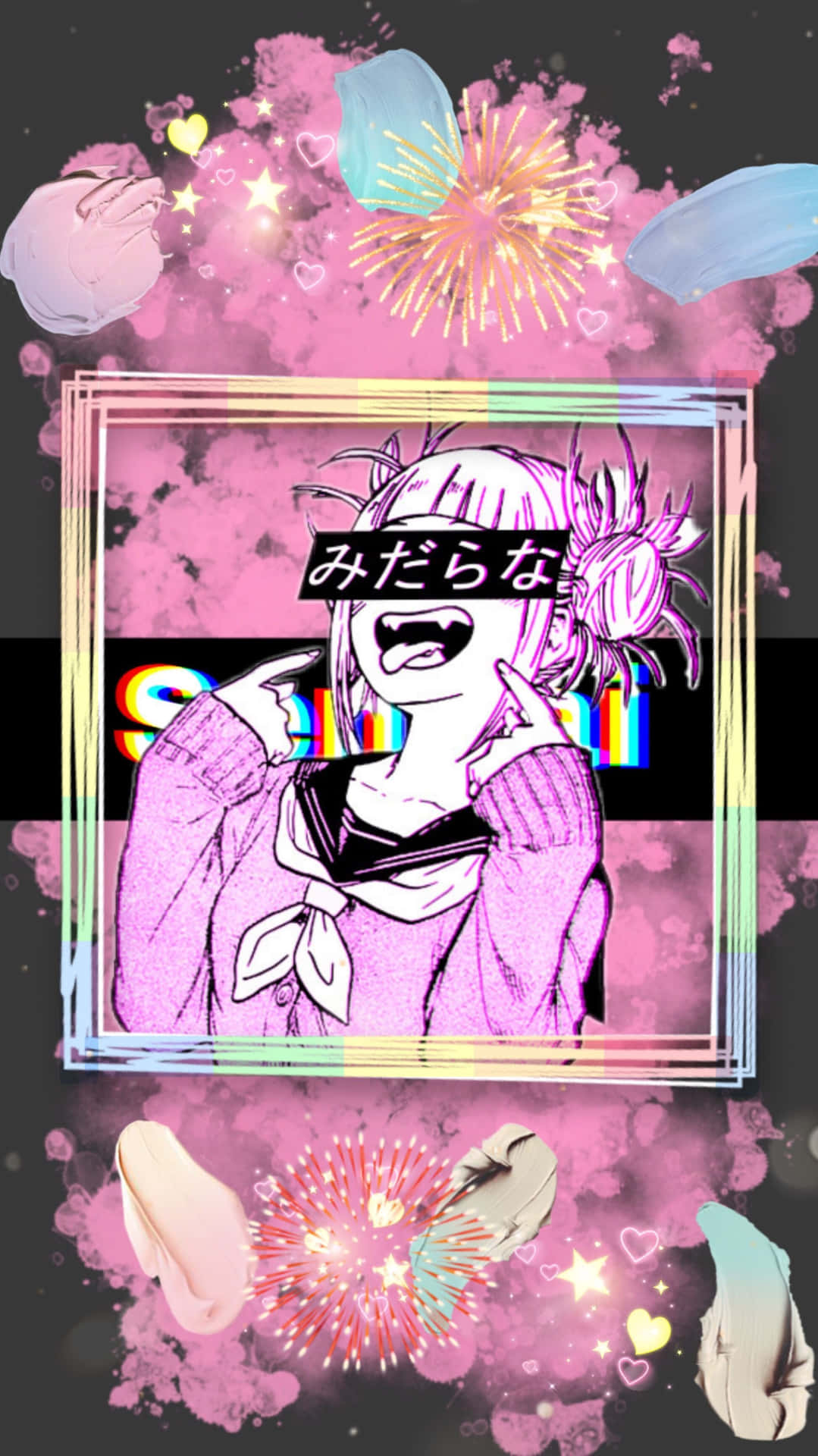 Colorful Laughing Himiko Toga Aesthetic Background