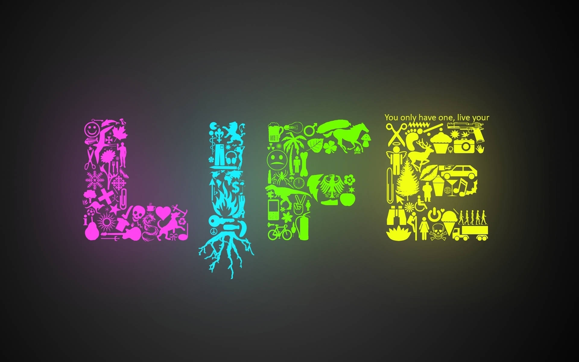 Colorful Life Neon Doodle Background
