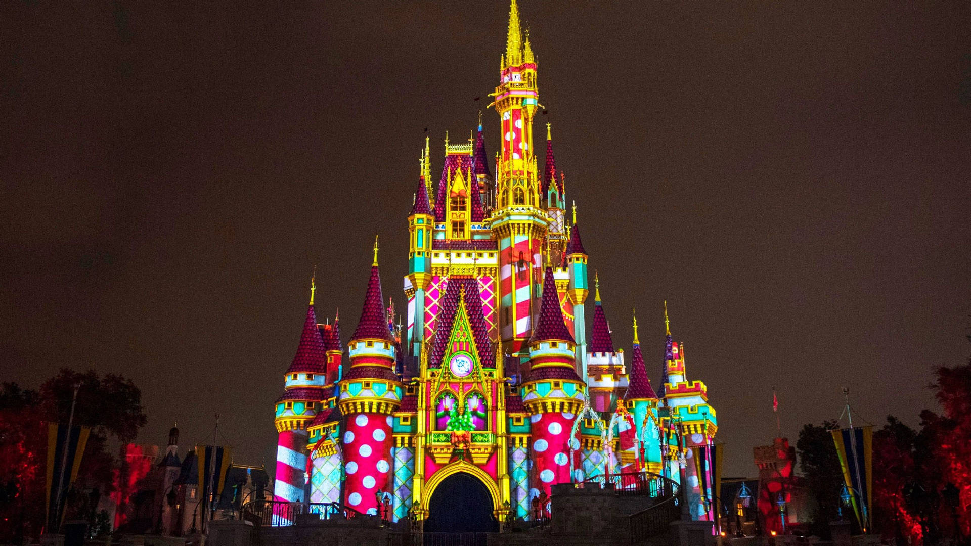 Colorful Lights Disney Castle