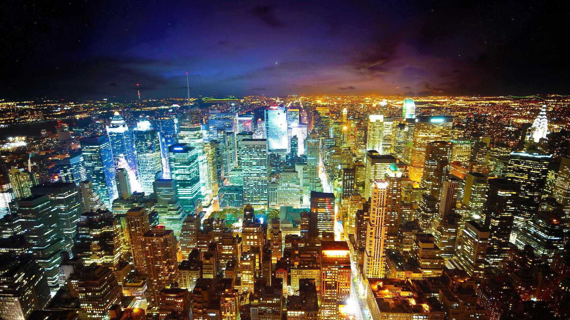 Colorful Lights New York City Night View Background