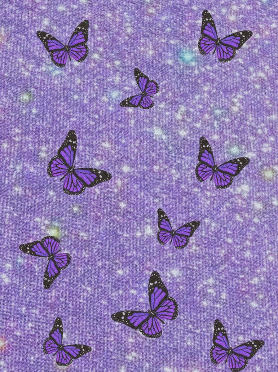 Colorful Little Cute Purple Butterfly Flying Around Background