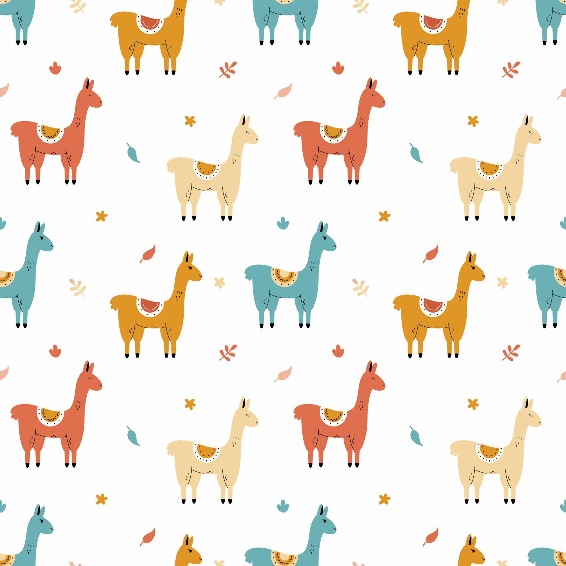 Colorful Llamas Vector Background