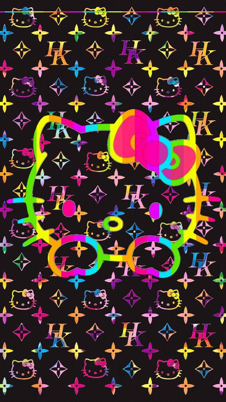 Colorful Logo On Black Helly Kitty Background