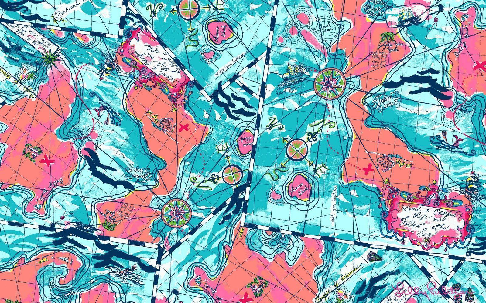 Colorful Maps Lilly Pulitzer Desktop Background