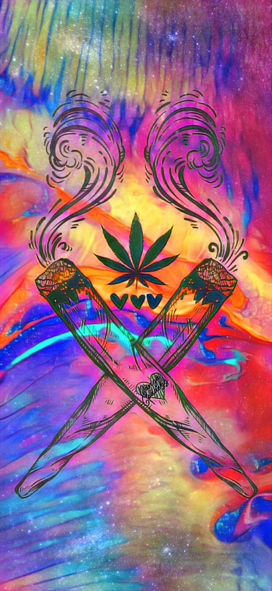 Colorful Marijuana Joint On A Dark Background Background