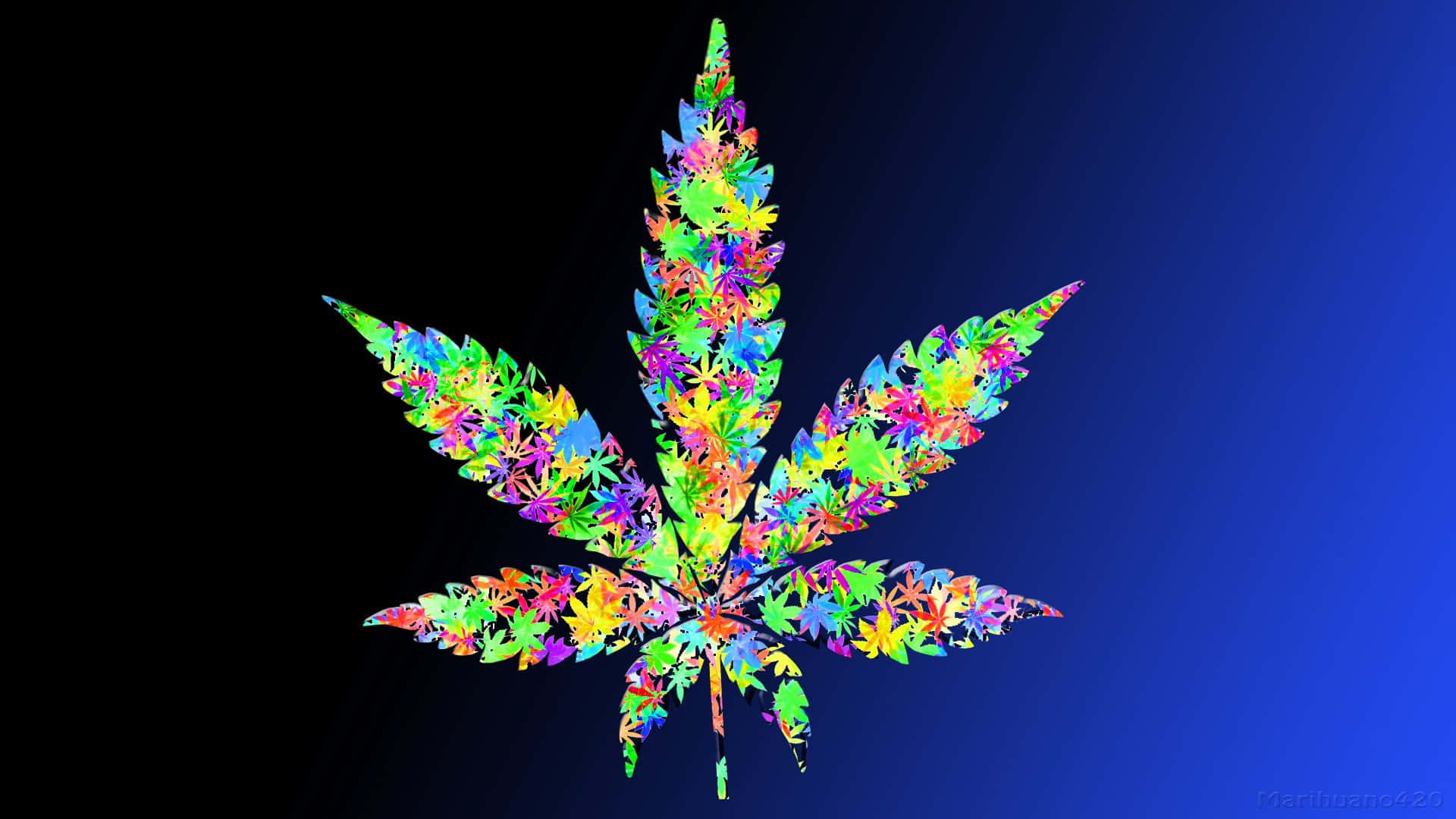 Colorful Marijuana Leaf Background