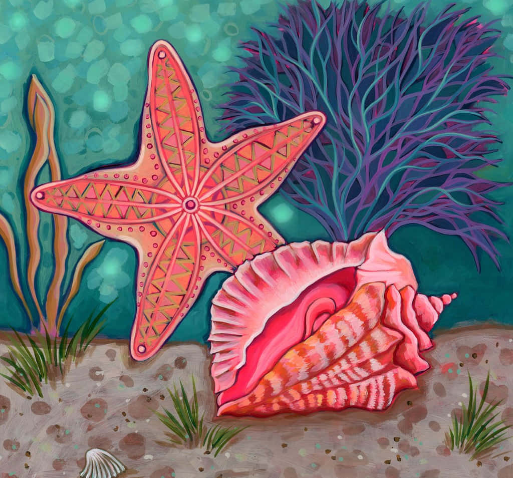 Colorful Marine Life Illustration Background