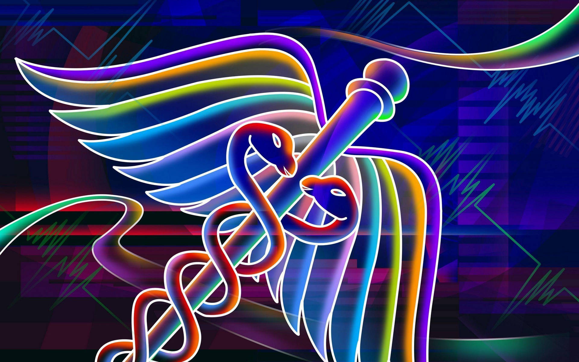 Colorful Medical Caduceus Symbol Background