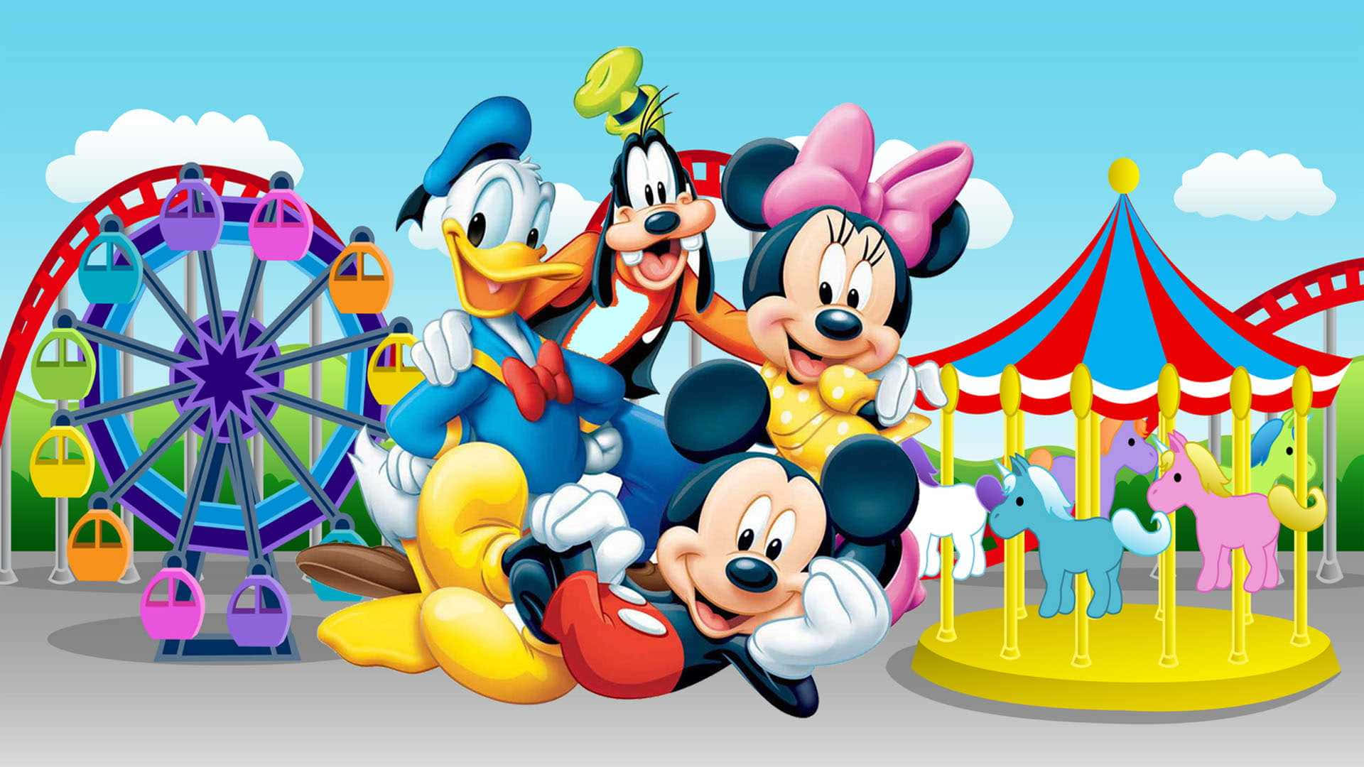 Colorful Mickey Mouse Desktop Scene Background