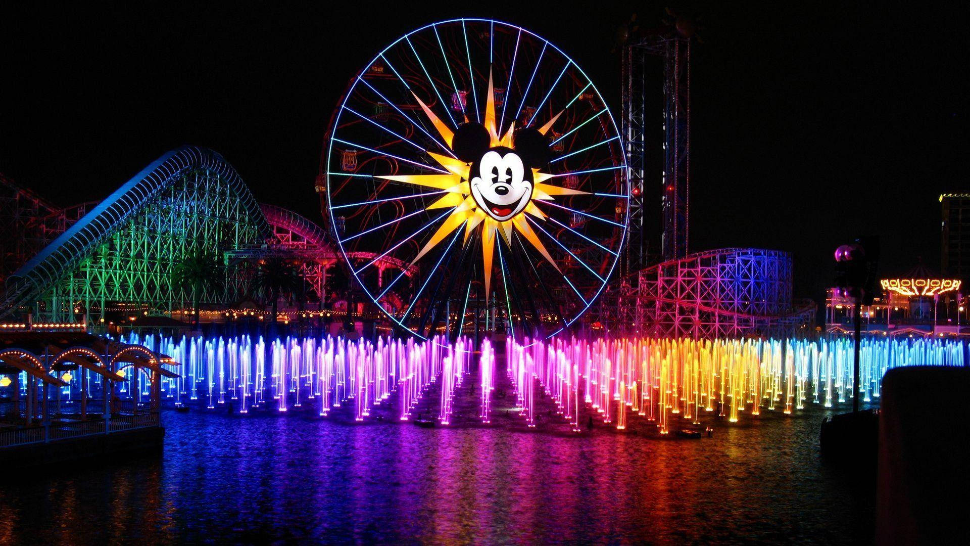 Colorful Mickey Mouse Ferris Wheel Background