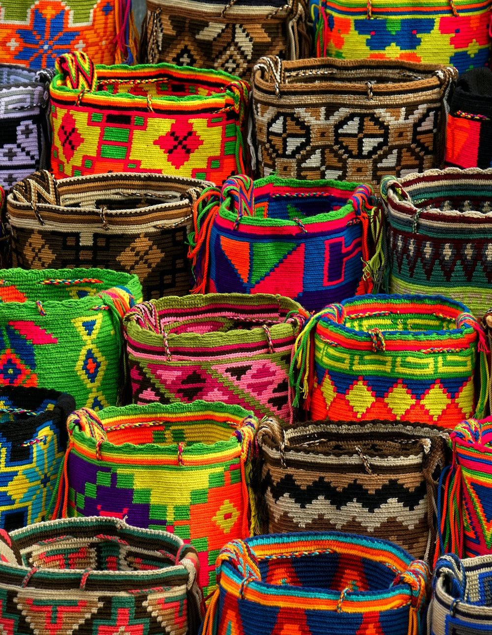 Colorful Mochila Bags From Cartagena Background