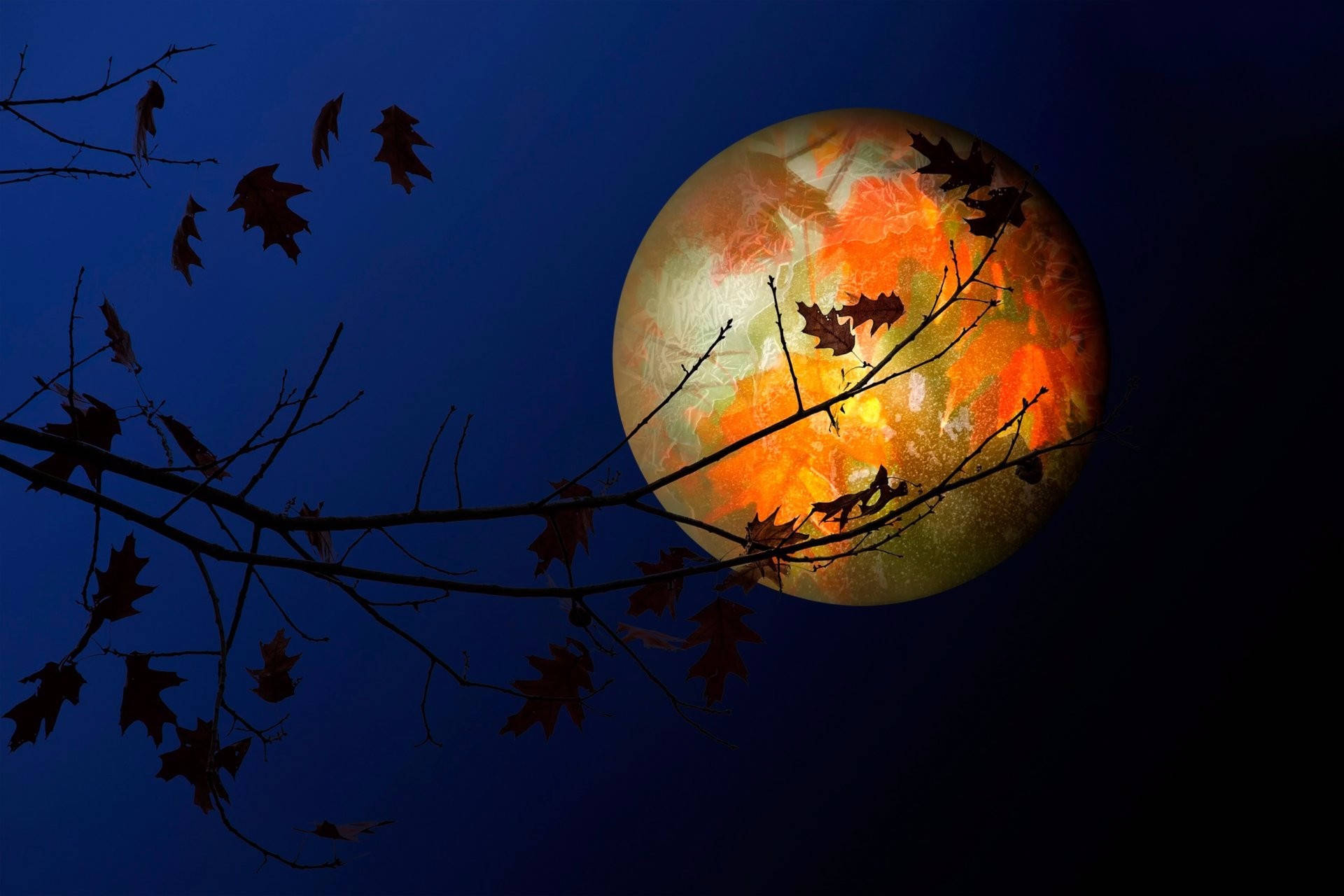 Colorful Moon Night Sky Background