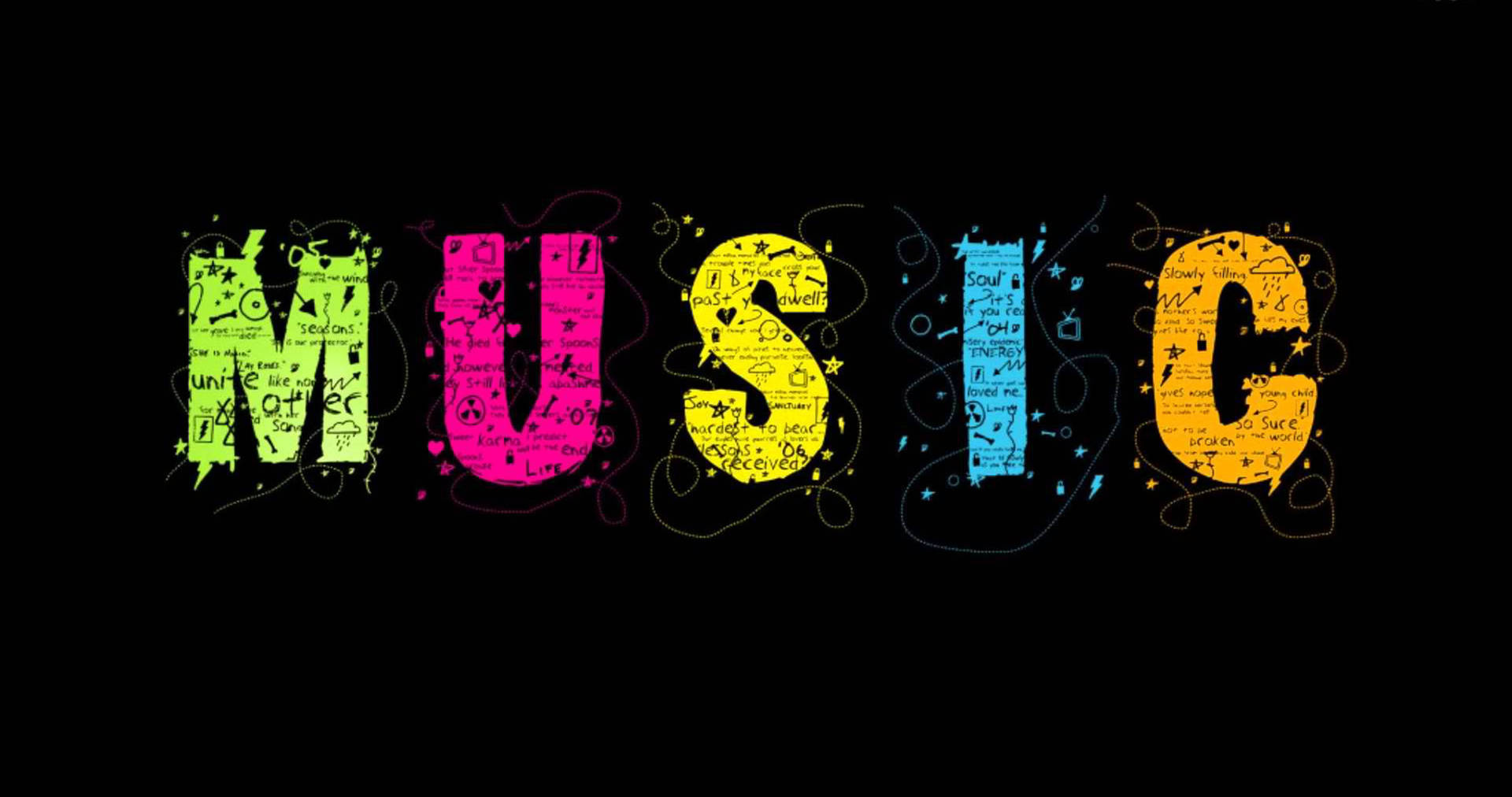 Colorful Music Word Background