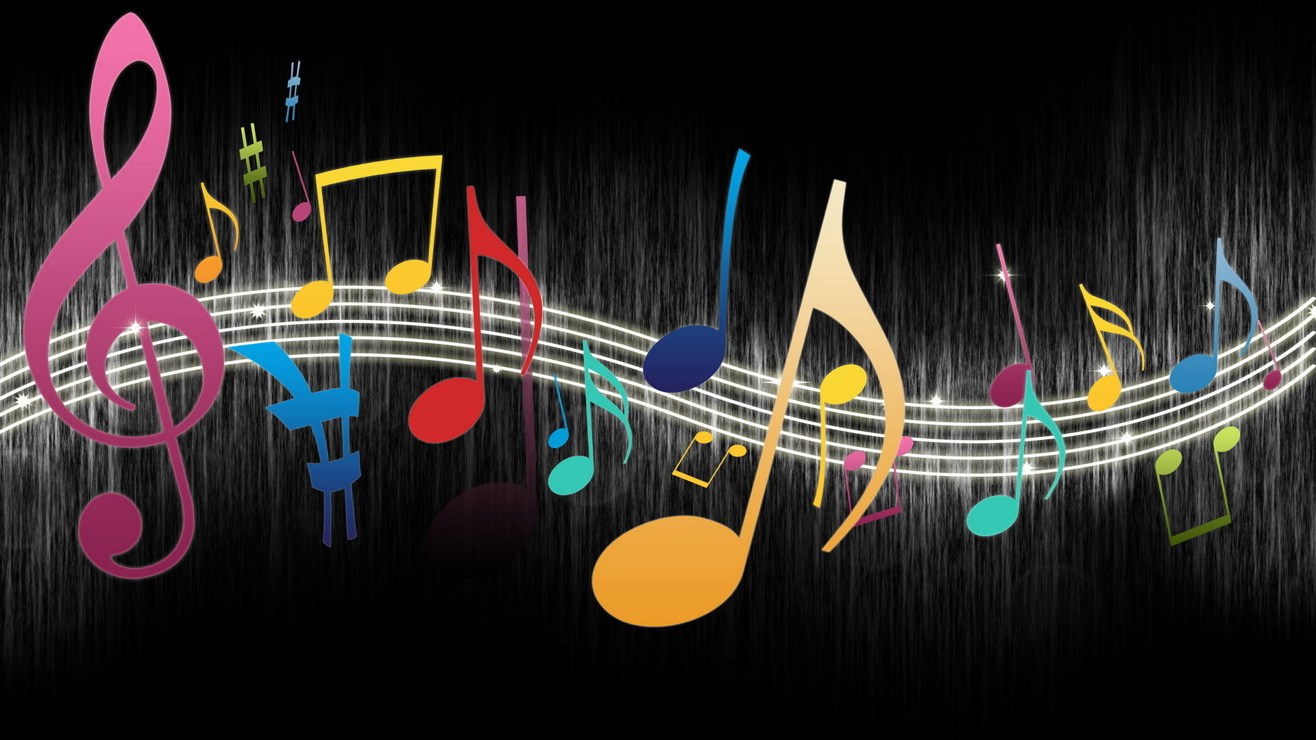 Colorful Musical Notes Background