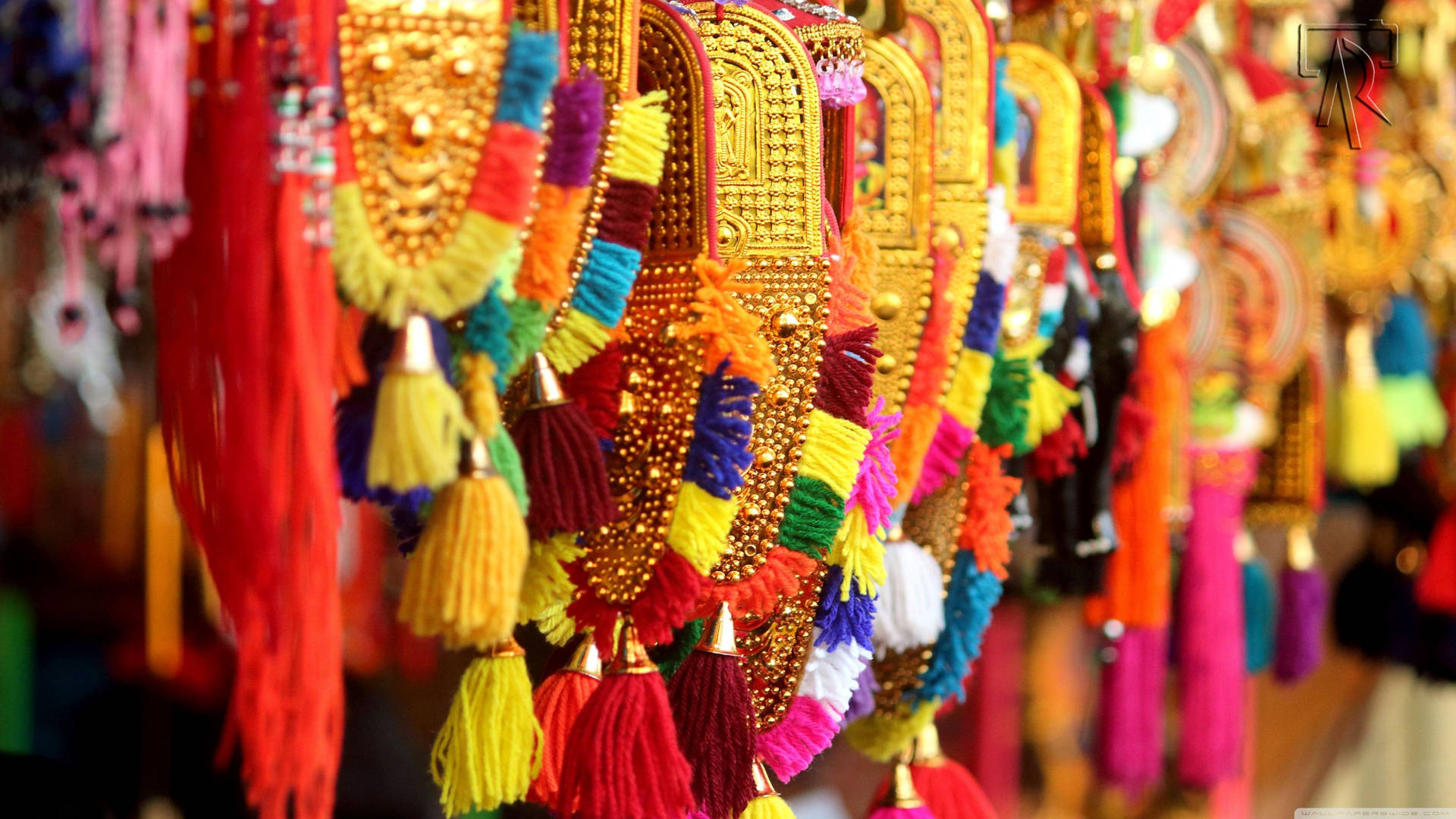 Colorful Necklaces In India Background