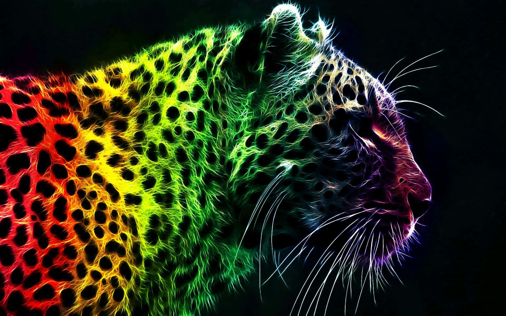 Colorful Neon Animal Cheetah Side View Background