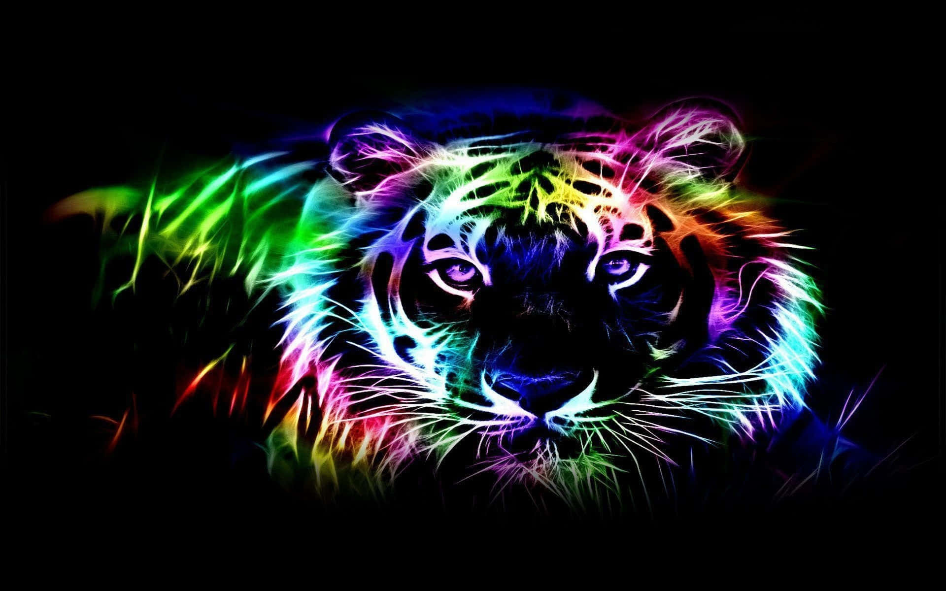 Colorful Neon Animal Tiger Background