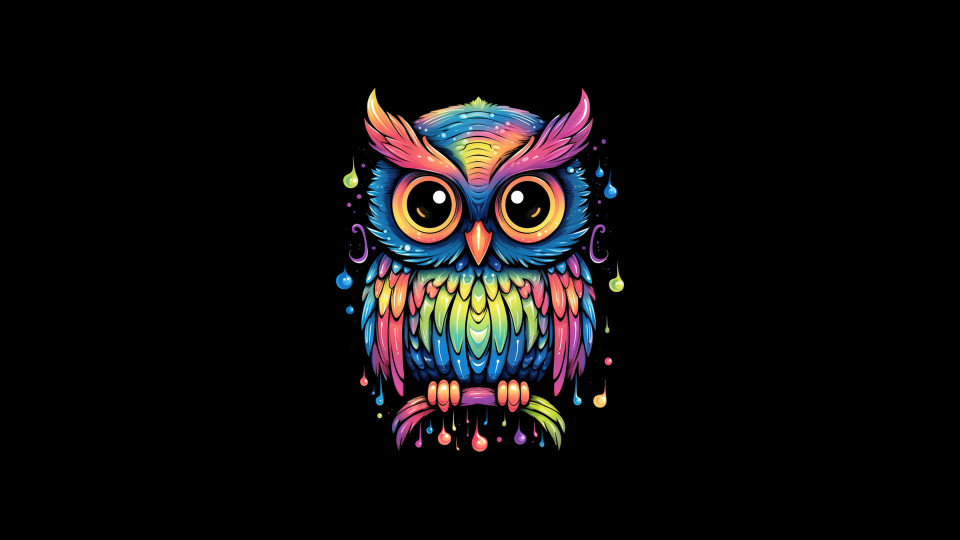 Colorful Neon Owl Artwork Background