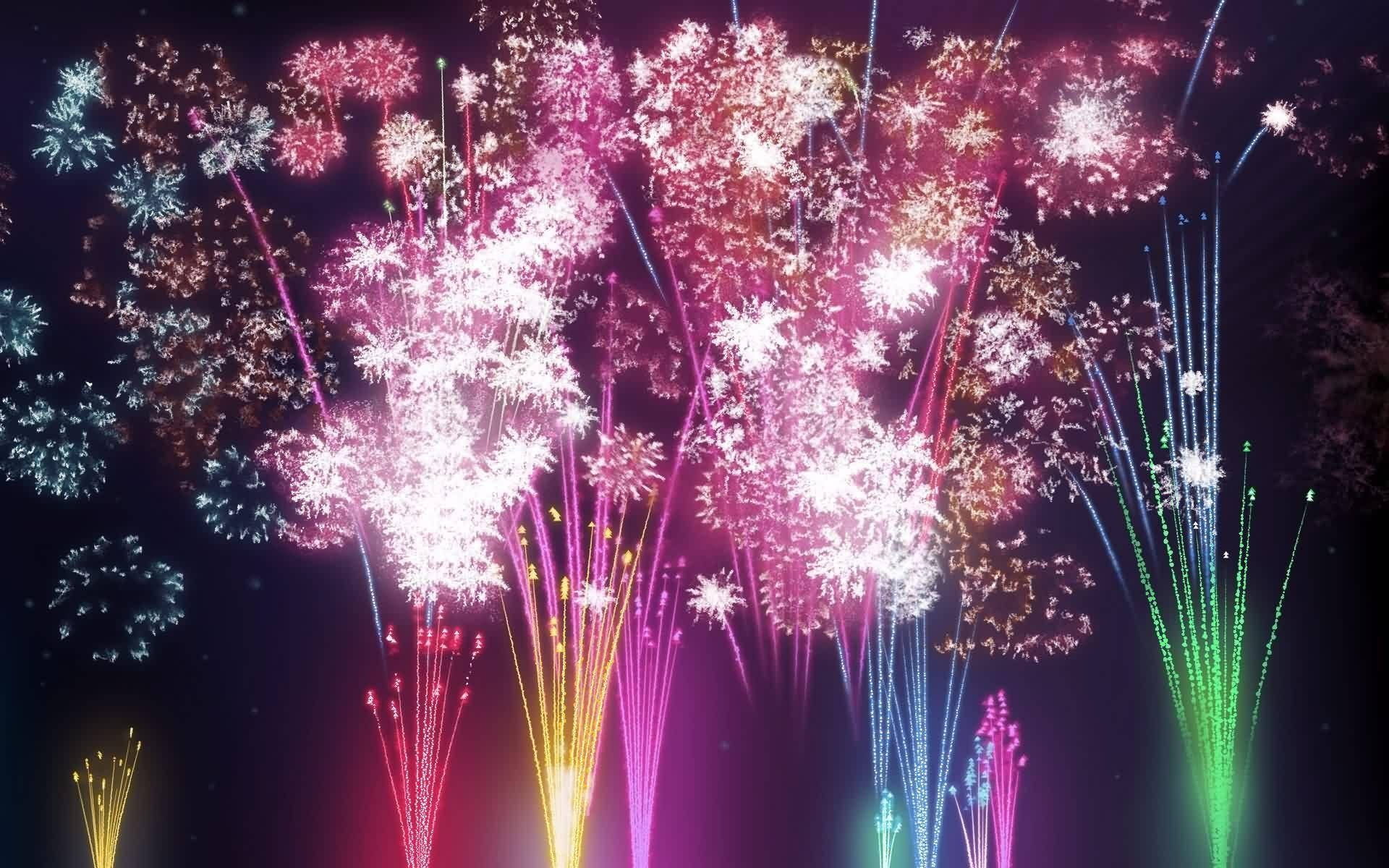 Colorful New Year Fireworks Background