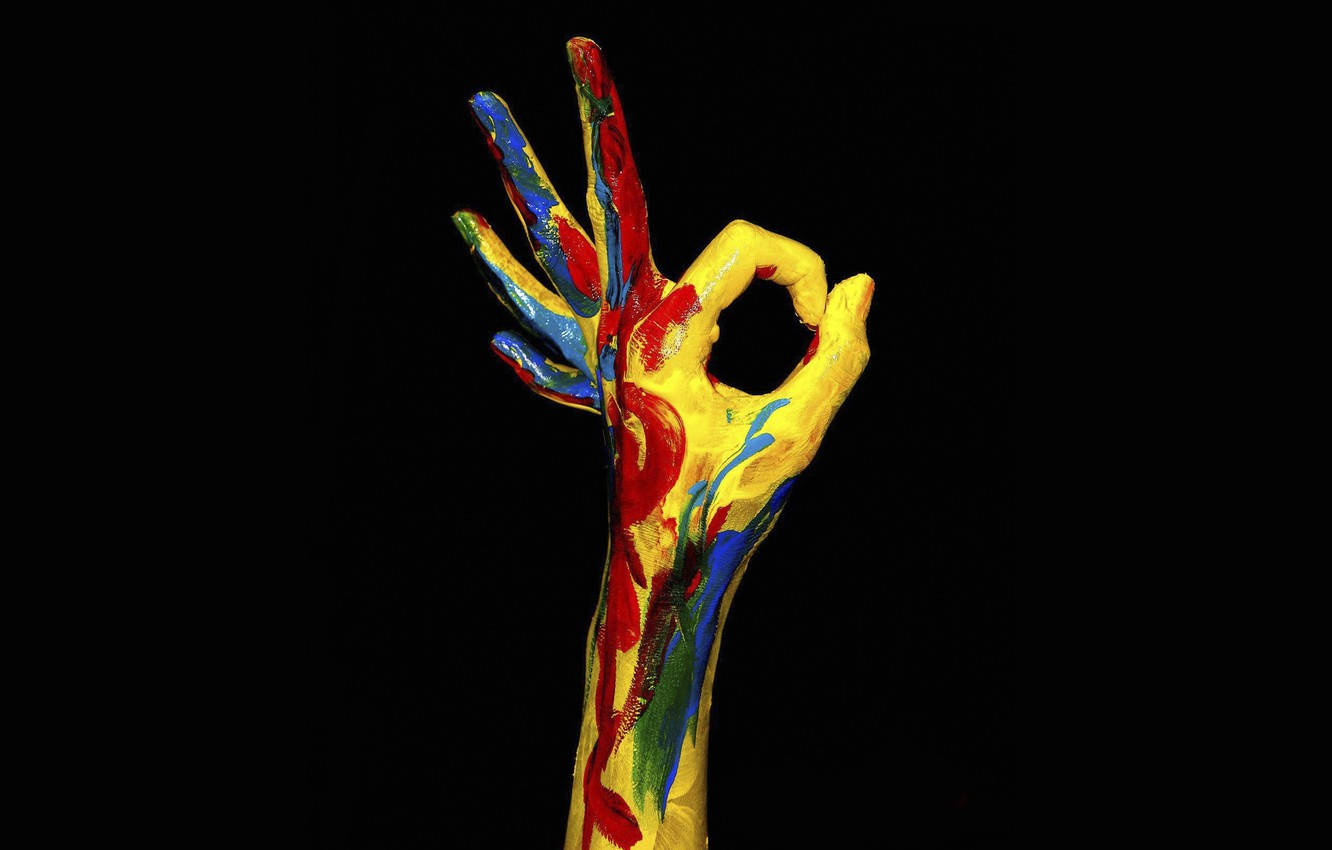 Colorful Okay Hand Gesture Background