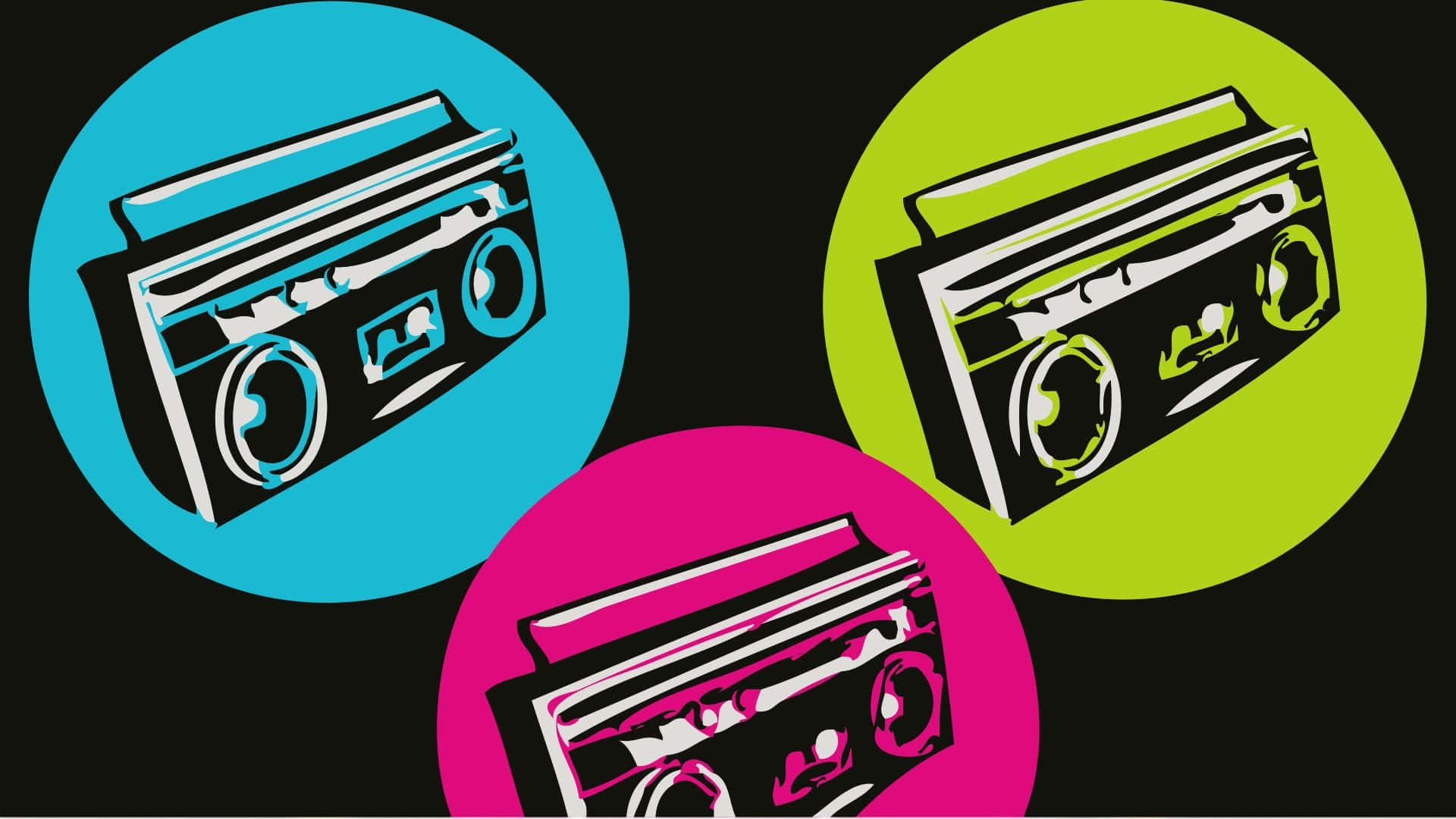 Colorful Old School Boombox Art Background