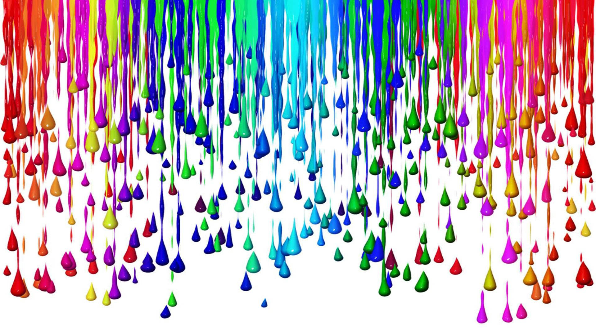 Colorful Paint Drips On A White Background Background