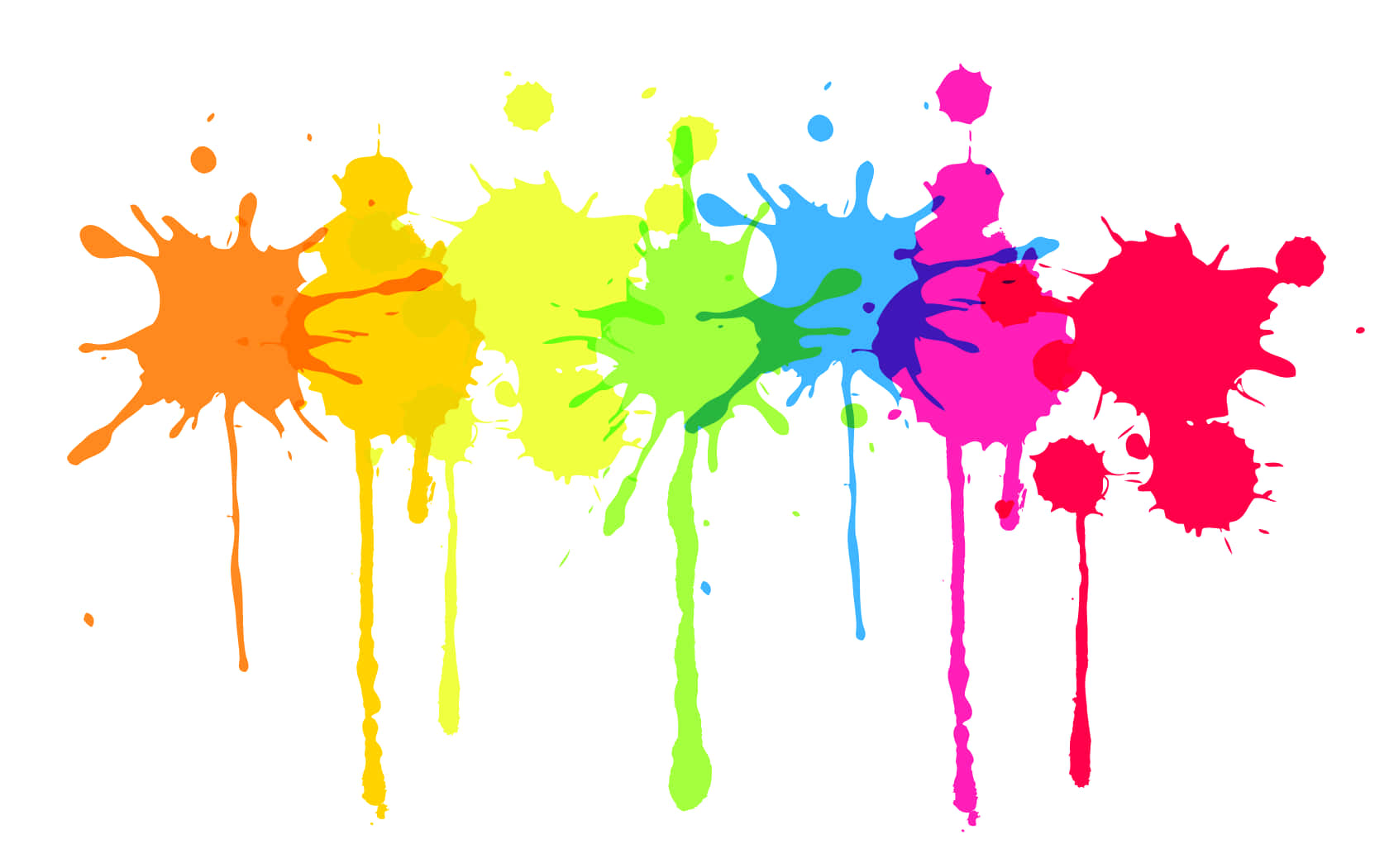 Colorful Paint Splatters On A White Background Background